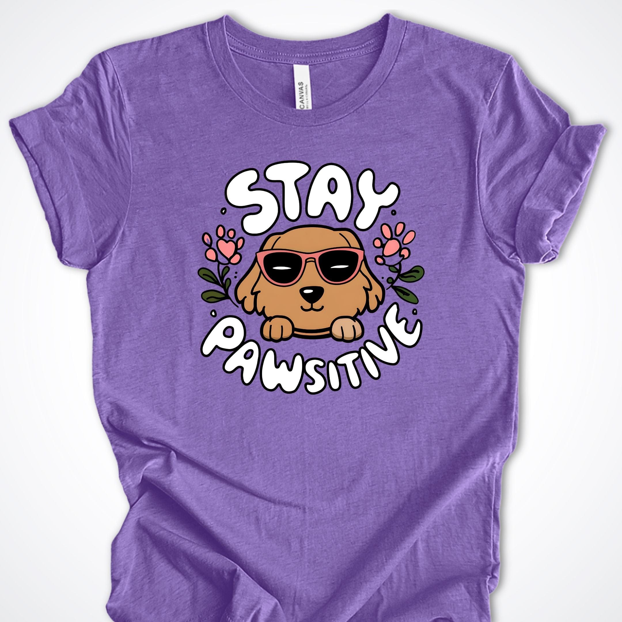 T-Shirt Heather Team Purple / S Stay Pawsitive Premium Unisex T-Shirt ReallyintoDogs