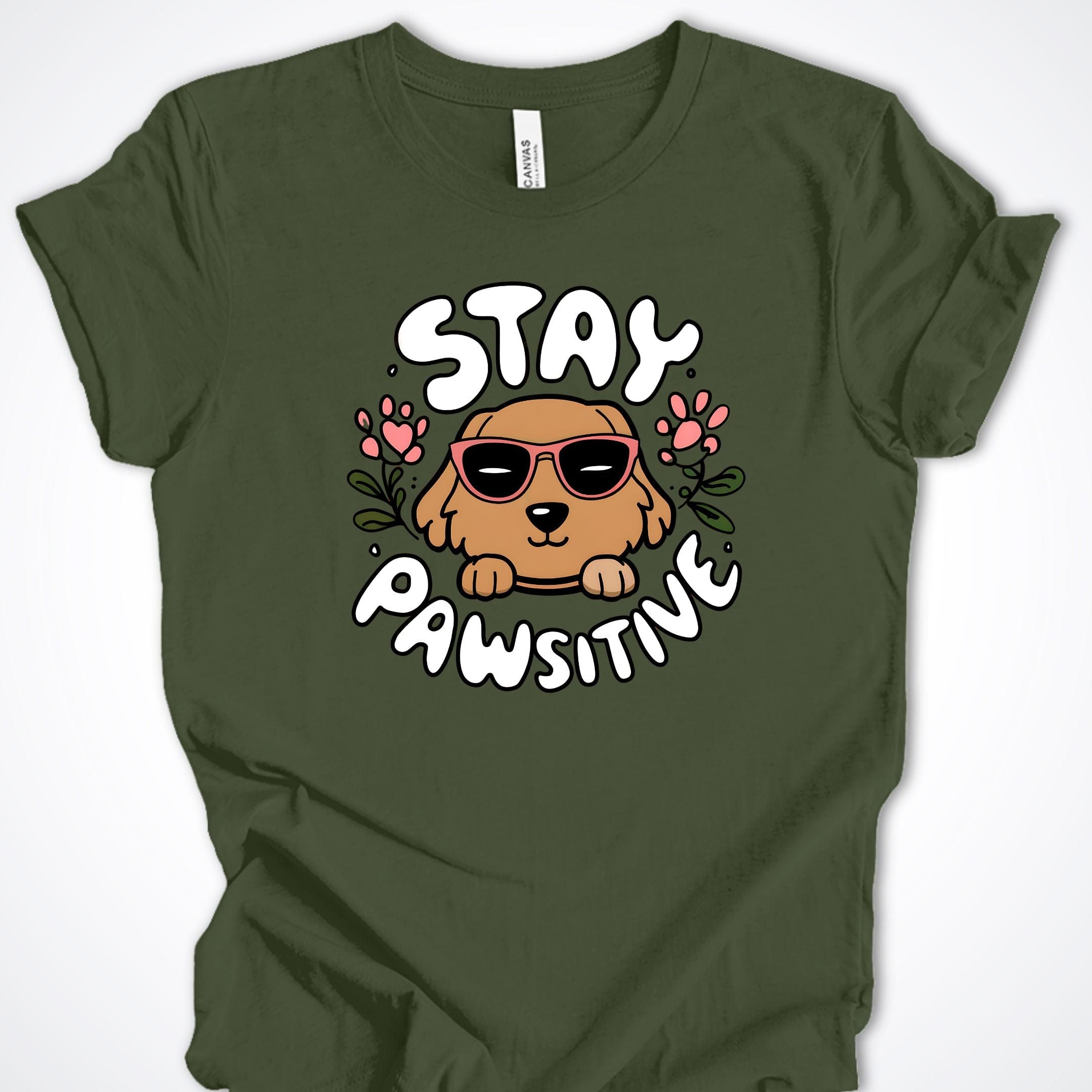 T-Shirt Stay Pawsitive Premium Unisex T-Shirt ReallyintoDogs