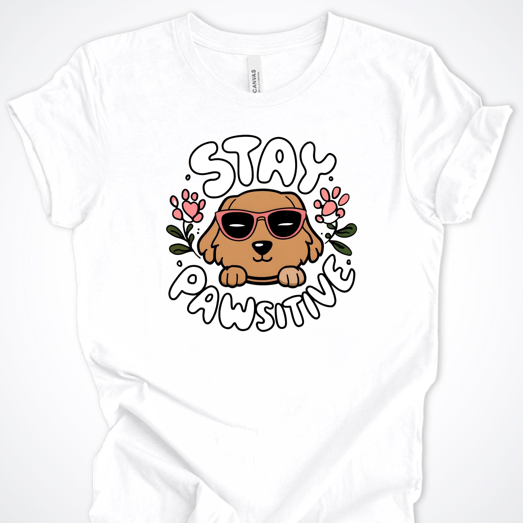 T-Shirt White / S Stay Pawsitive Premium Unisex T-Shirt ReallyintoDogs