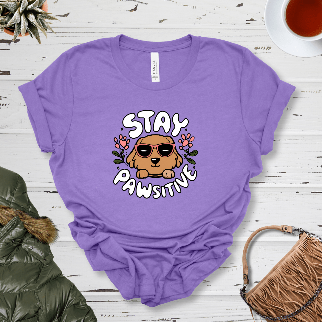 T-Shirt Heather Team Purple / S Stay Pawsitive Premium Unisex Tee - Fun Casual Wear for Dog Lovers --reallyintothat