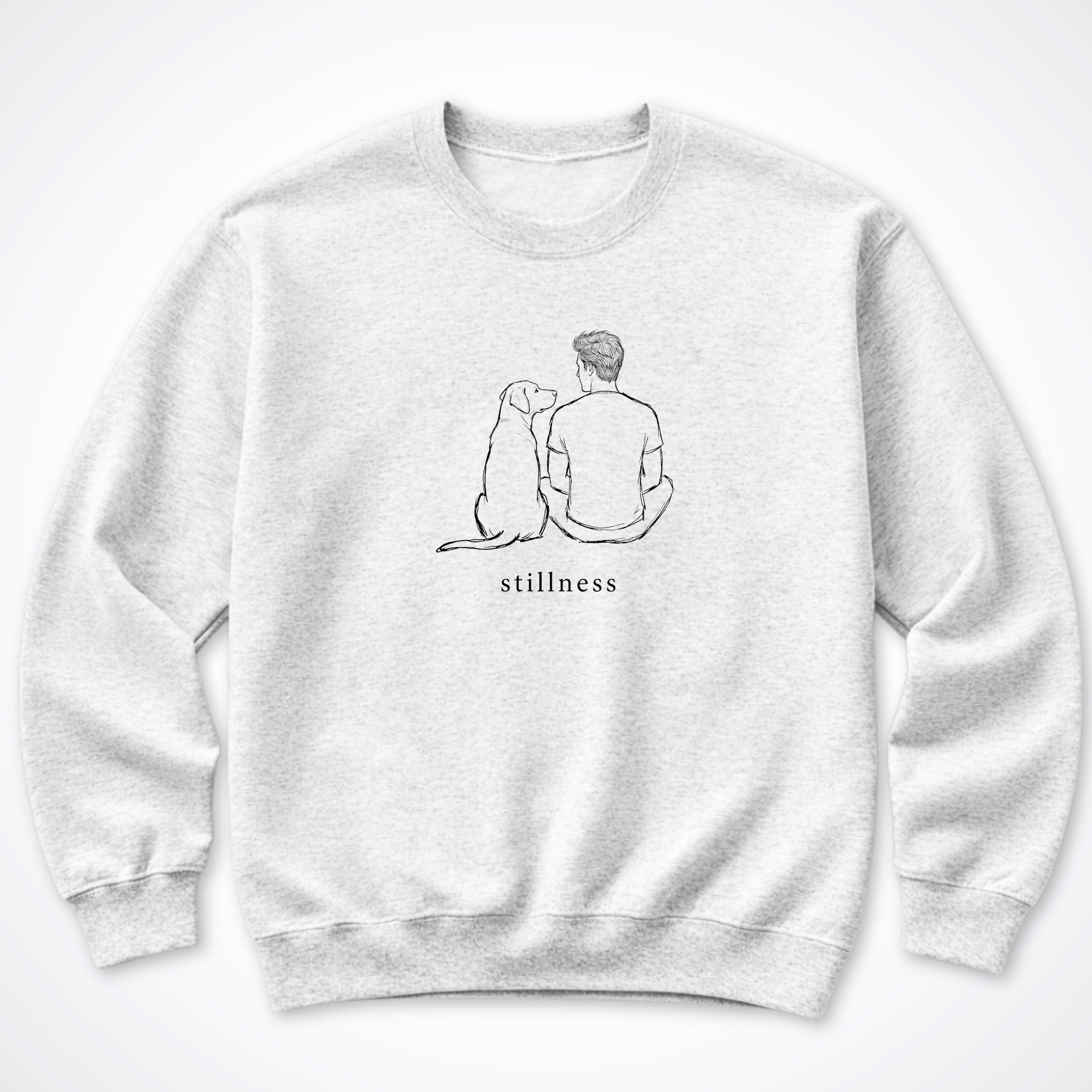 Stillness Dog Man Crewneck Sweatshirt - Ash