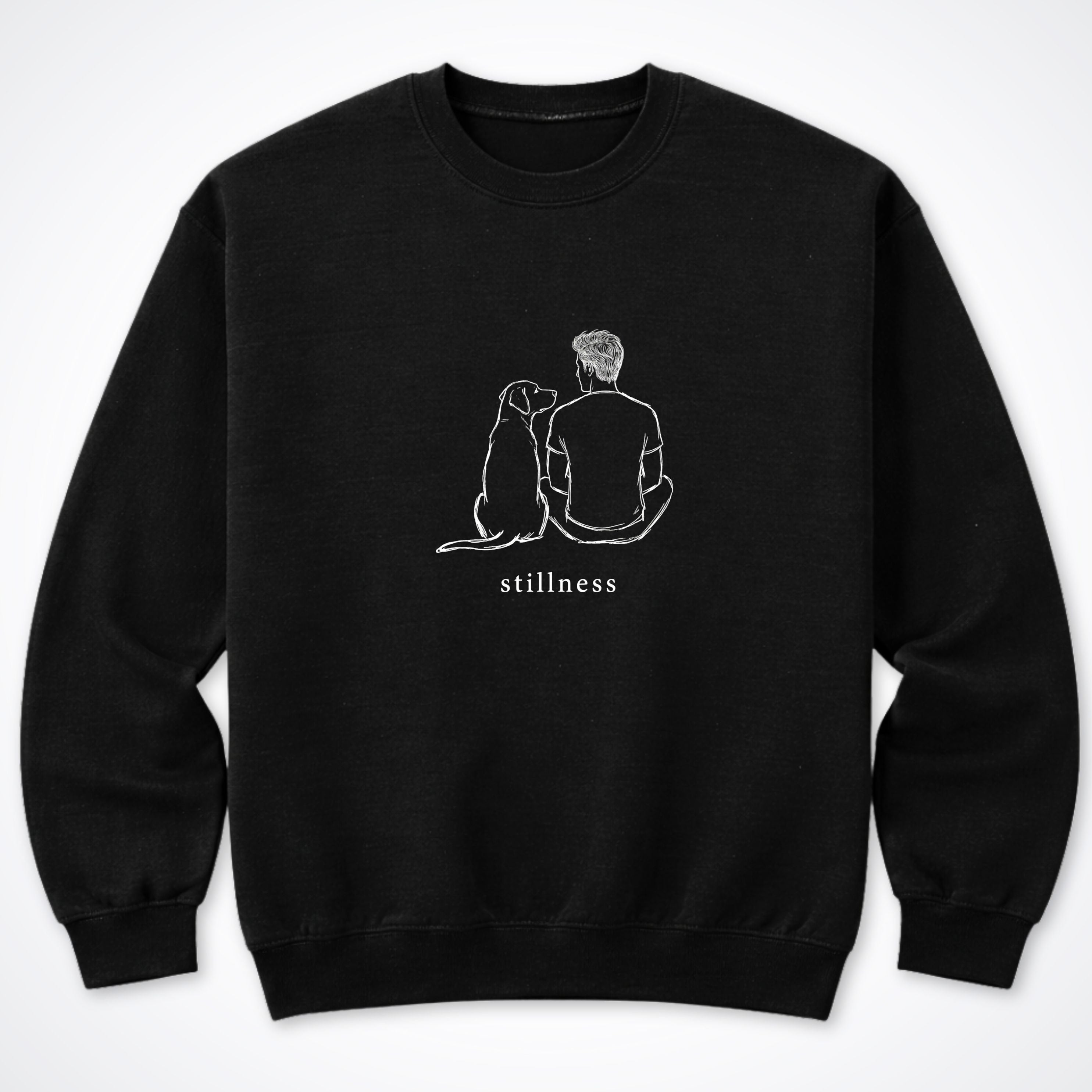 Stillness Dog Man Crewneck Sweatshirt - Black