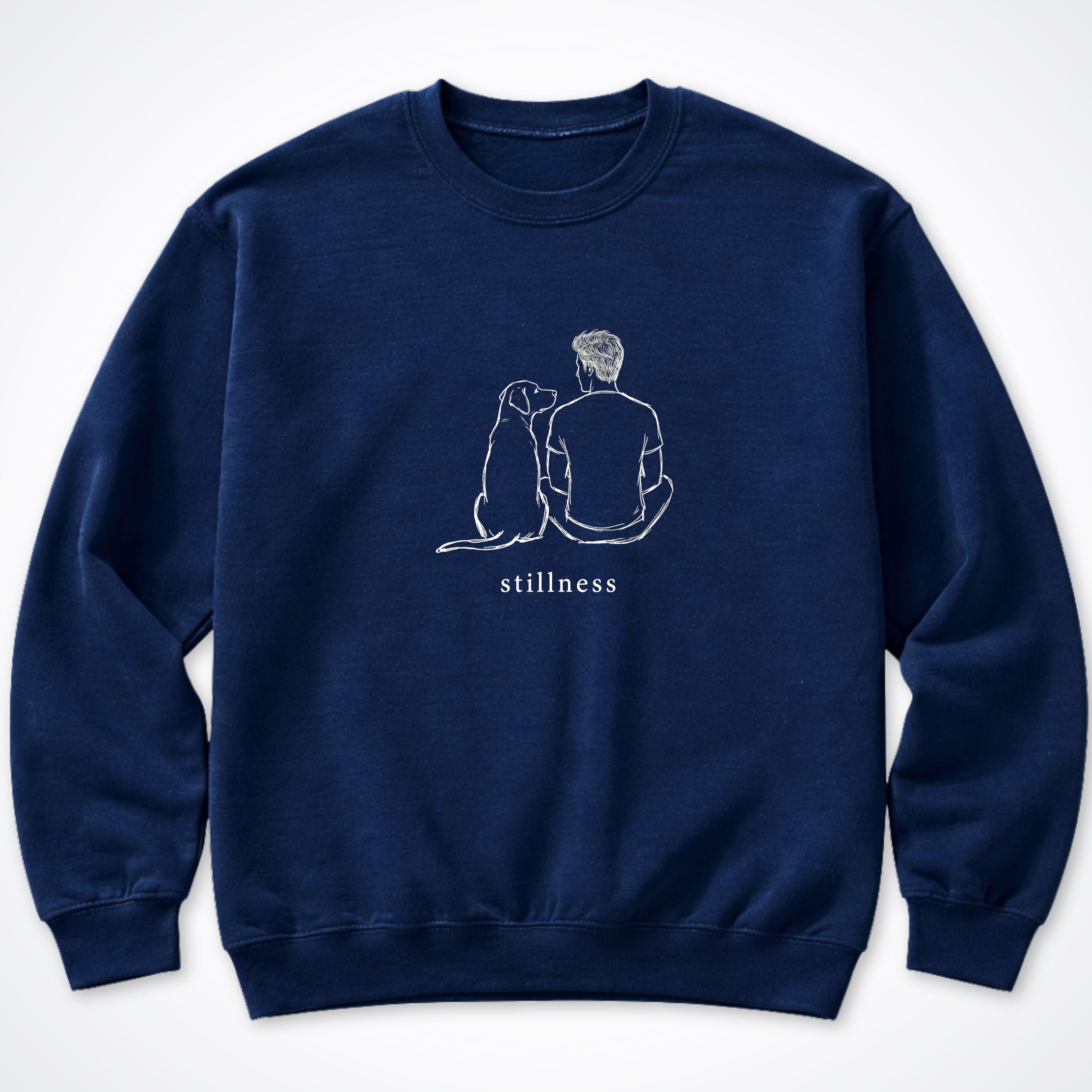 Stillness Dog Man Crewneck Sweatshirt - Navy