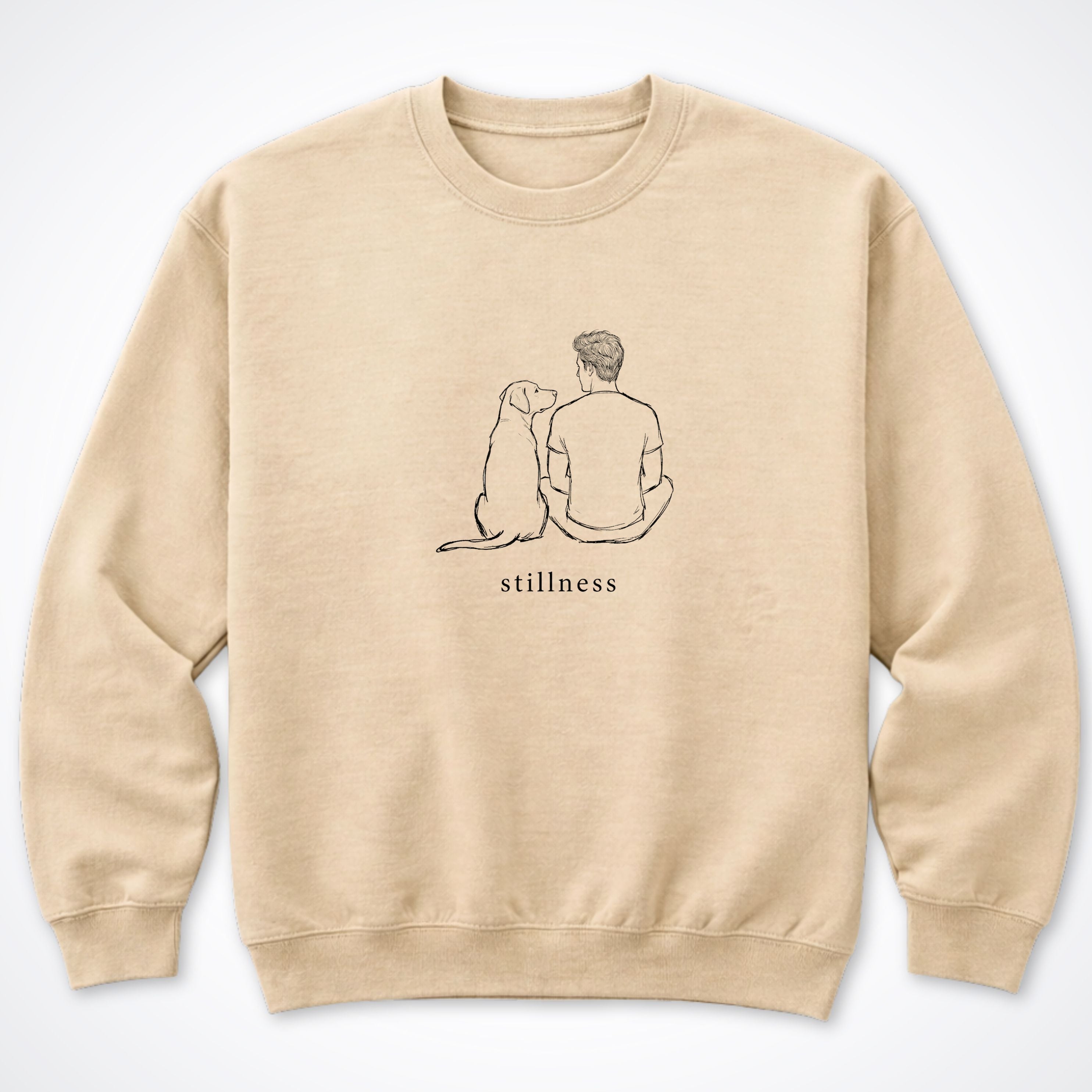 Stillness Dog Man Crewneck Sweatshirt - Sand