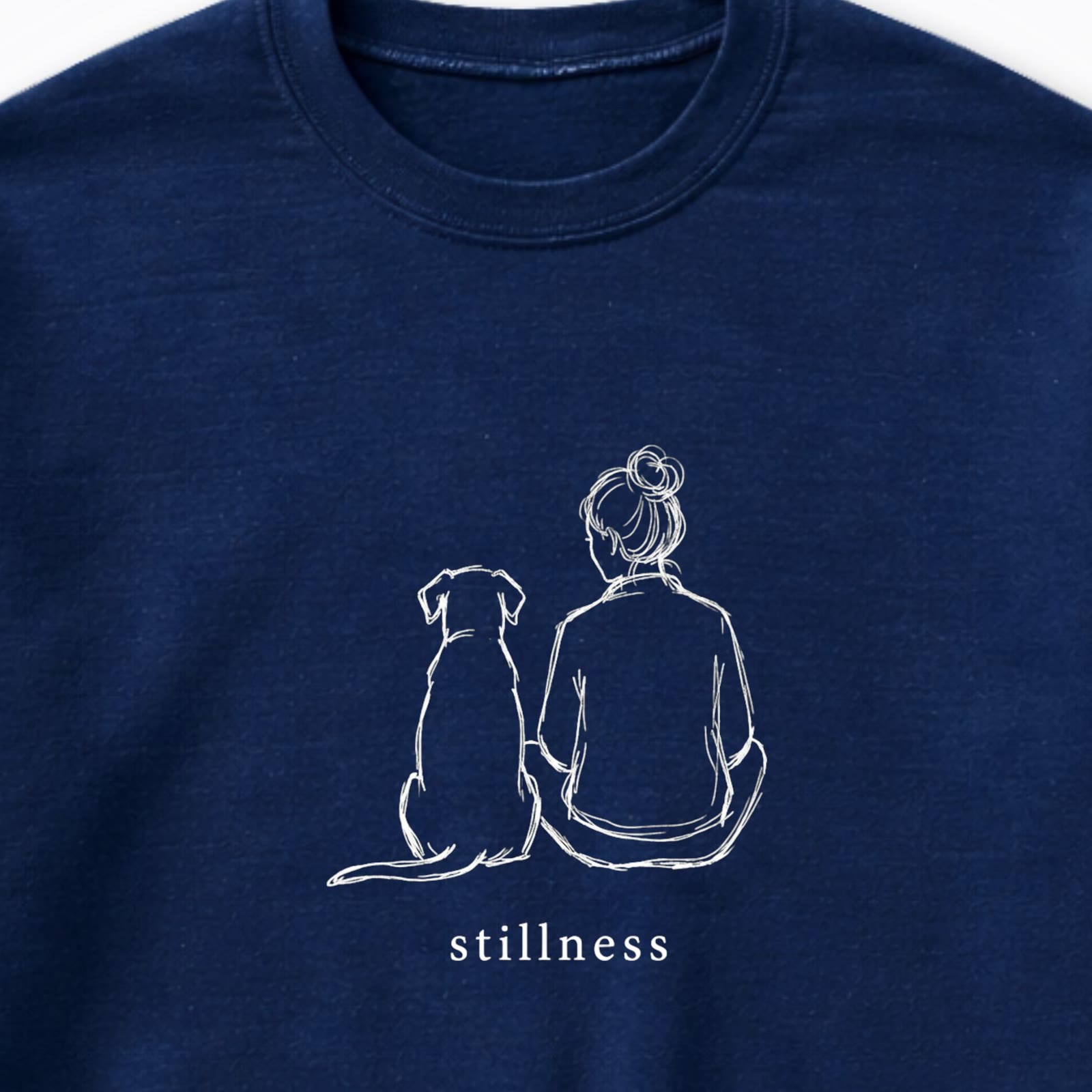 Stillness Dog Woman Crewneck Sweatshirt - design close up
