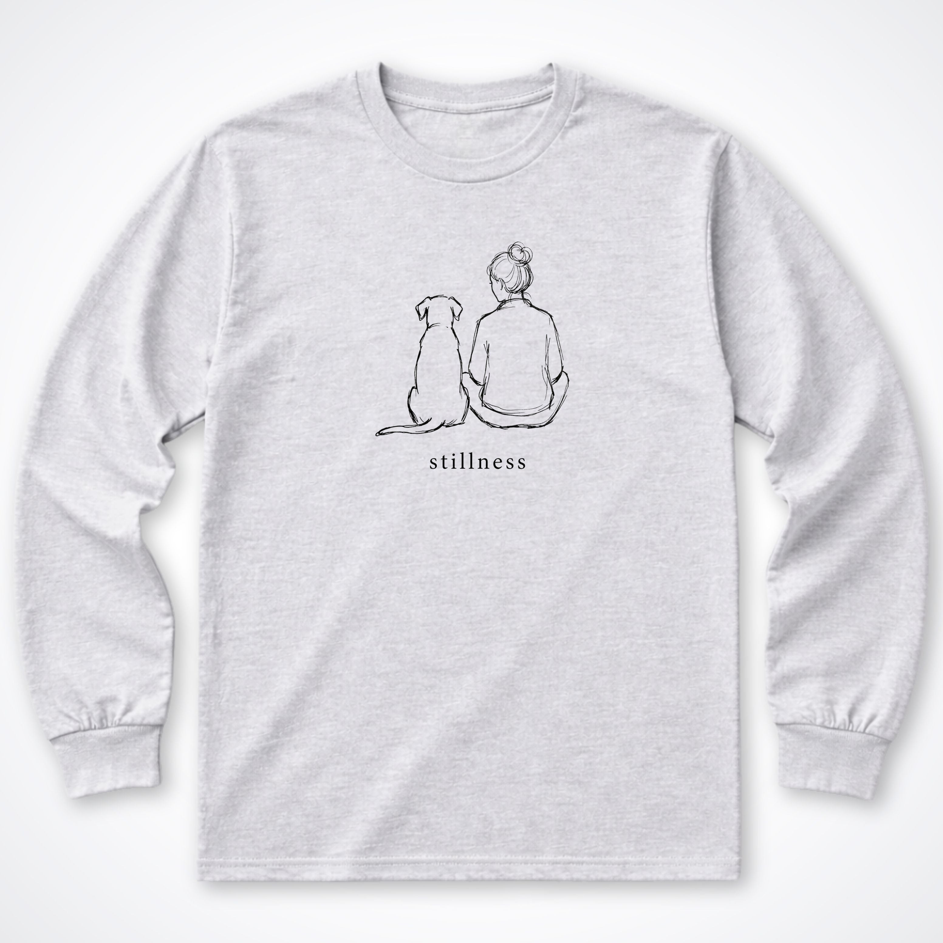 Stillness Dog Woman Long Sleeve T-Shirt - Ash