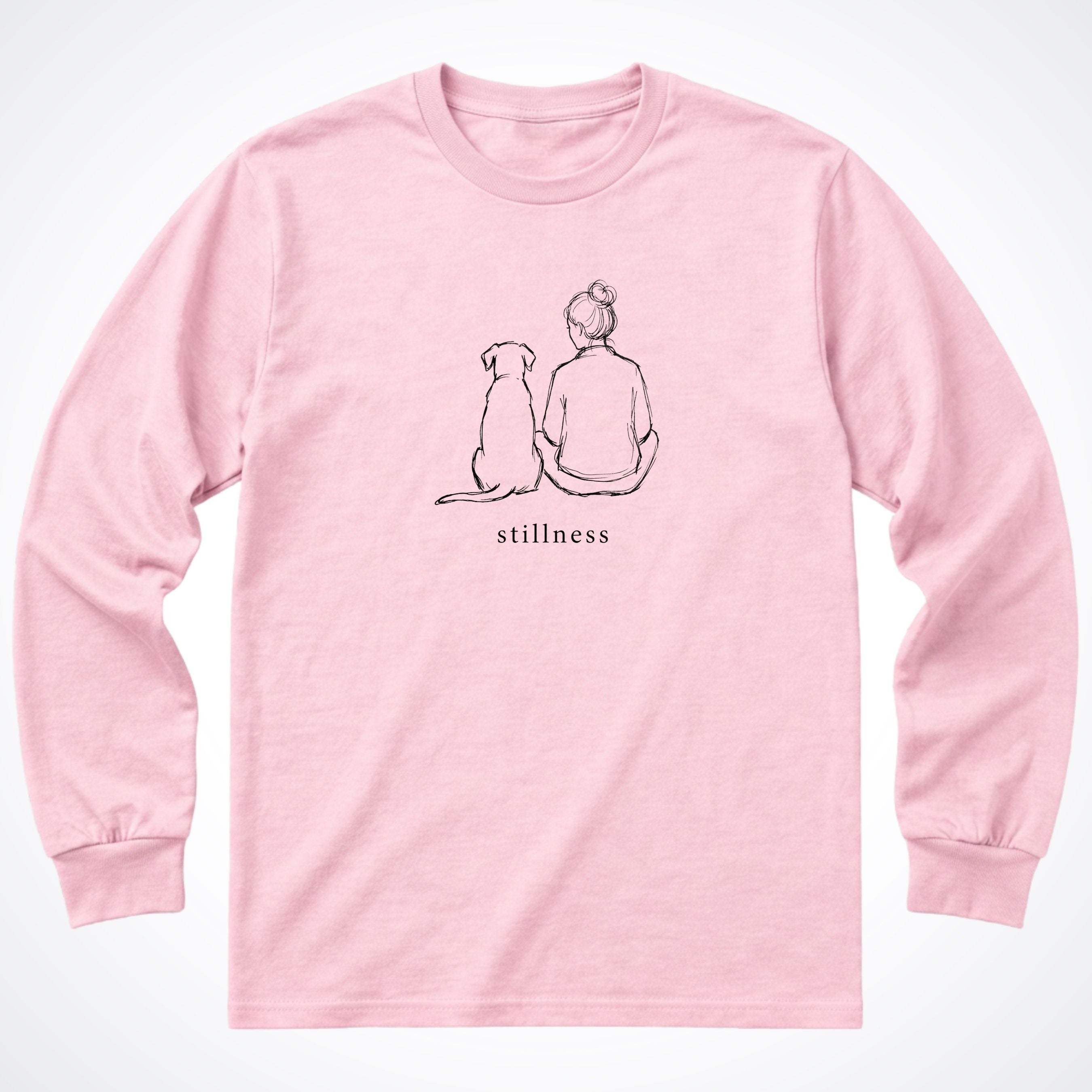 Stillness Dog Woman Long Sleeve T-Shirt - Light Pink