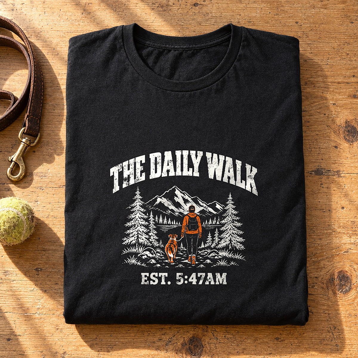The Daily Walk. Man & Dog Black folded