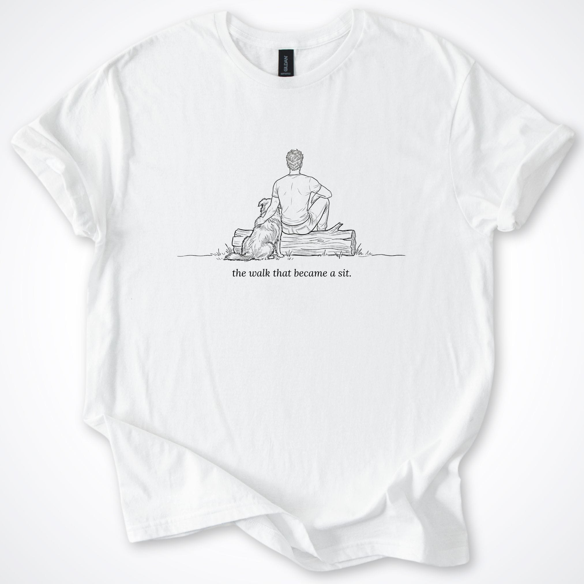 T-Shirt White / S The Walk That Became A Sit Man & Dog T-Shirt ReallyintoDogs