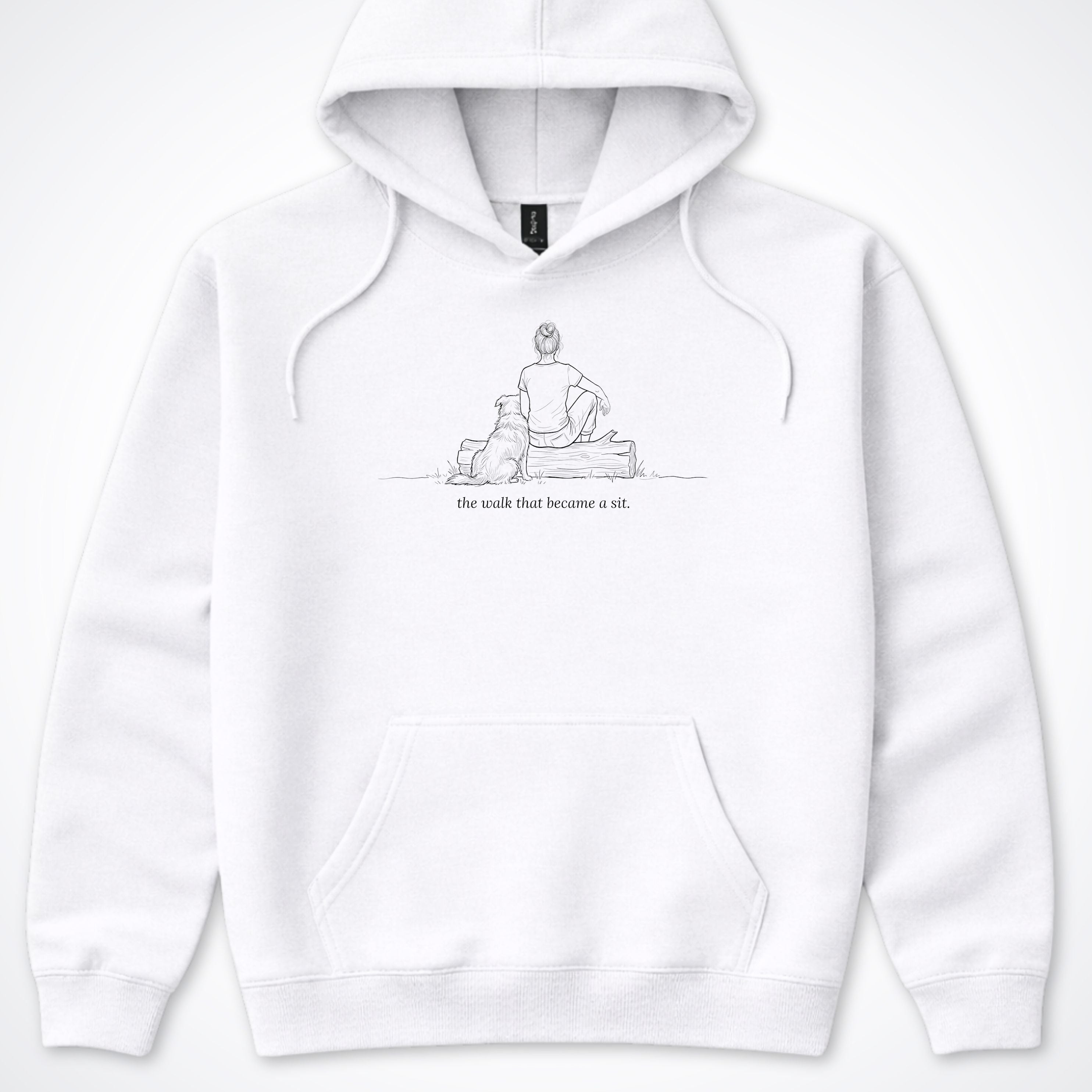 The Walk That Became A Sit Woman & Dog Hooded Sweatshirt - Ash