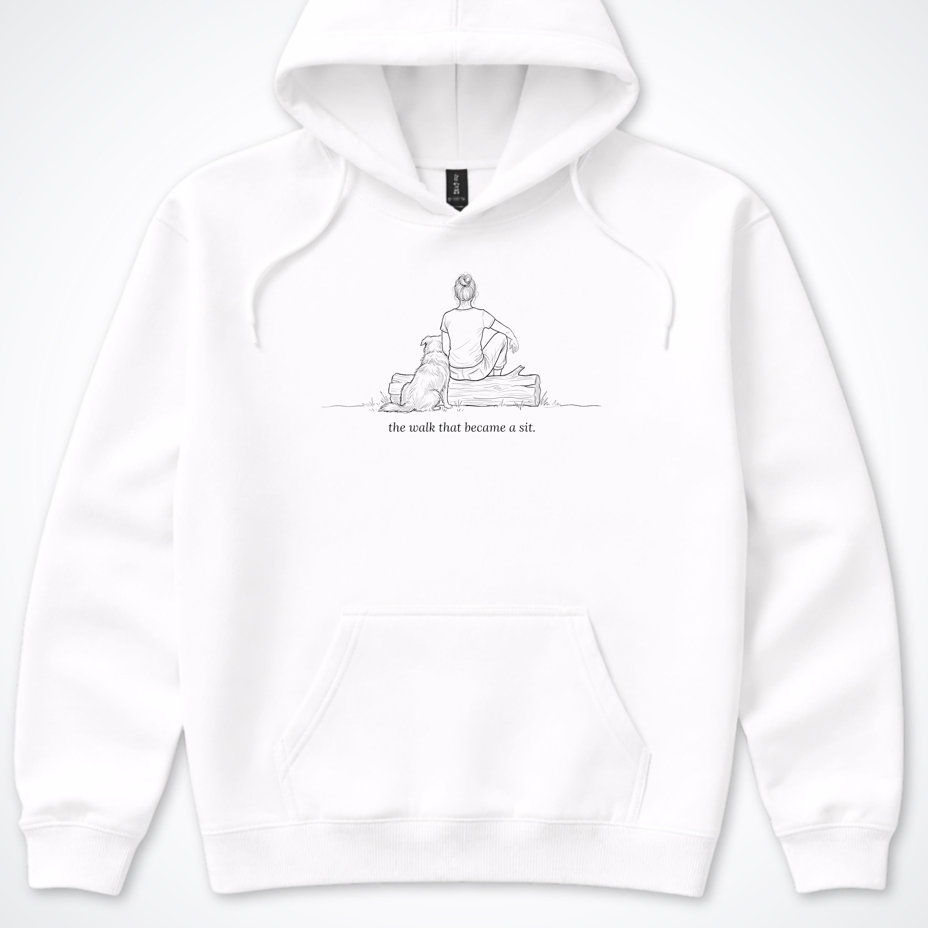 The Walk That Became A Sit Woman & Dog Hooded Sweatshirt - White