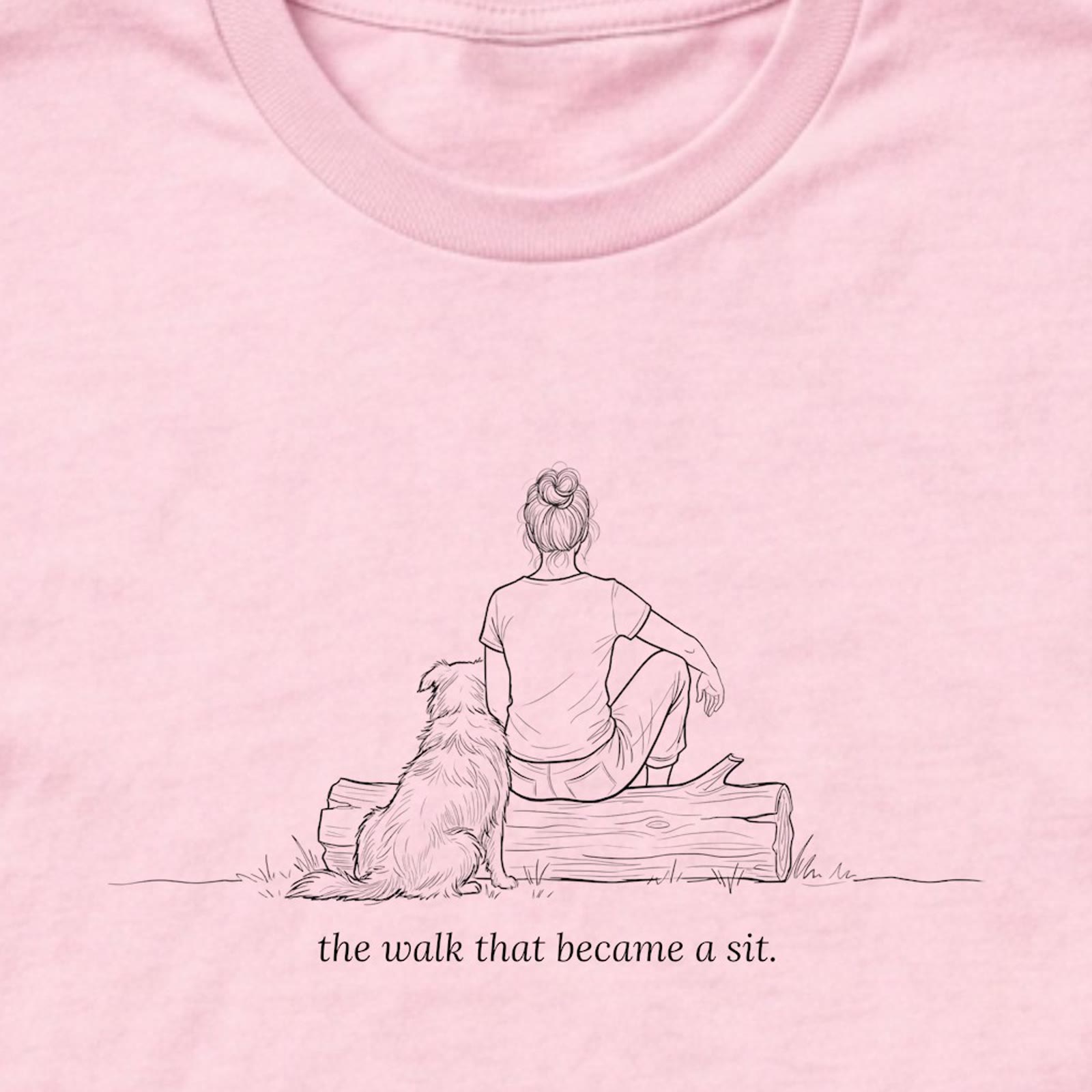 The Walk That Became A Sit Woman & Dog Long Sleeve T-Shirt - design close up