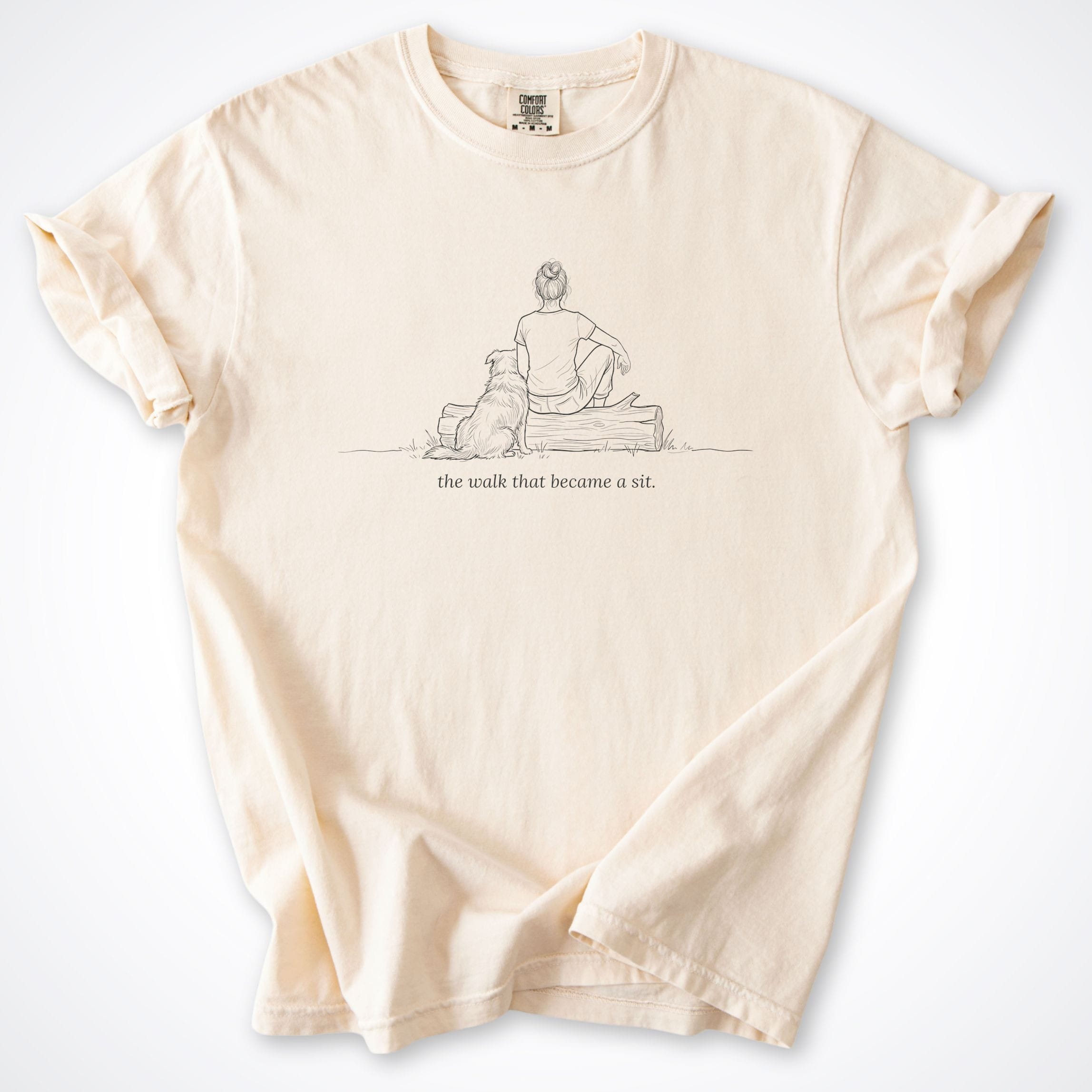 T-Shirt Ivory / S The Walk That Became A Sit Woman & Dog Premium T-Shirt ReallyintoDogs