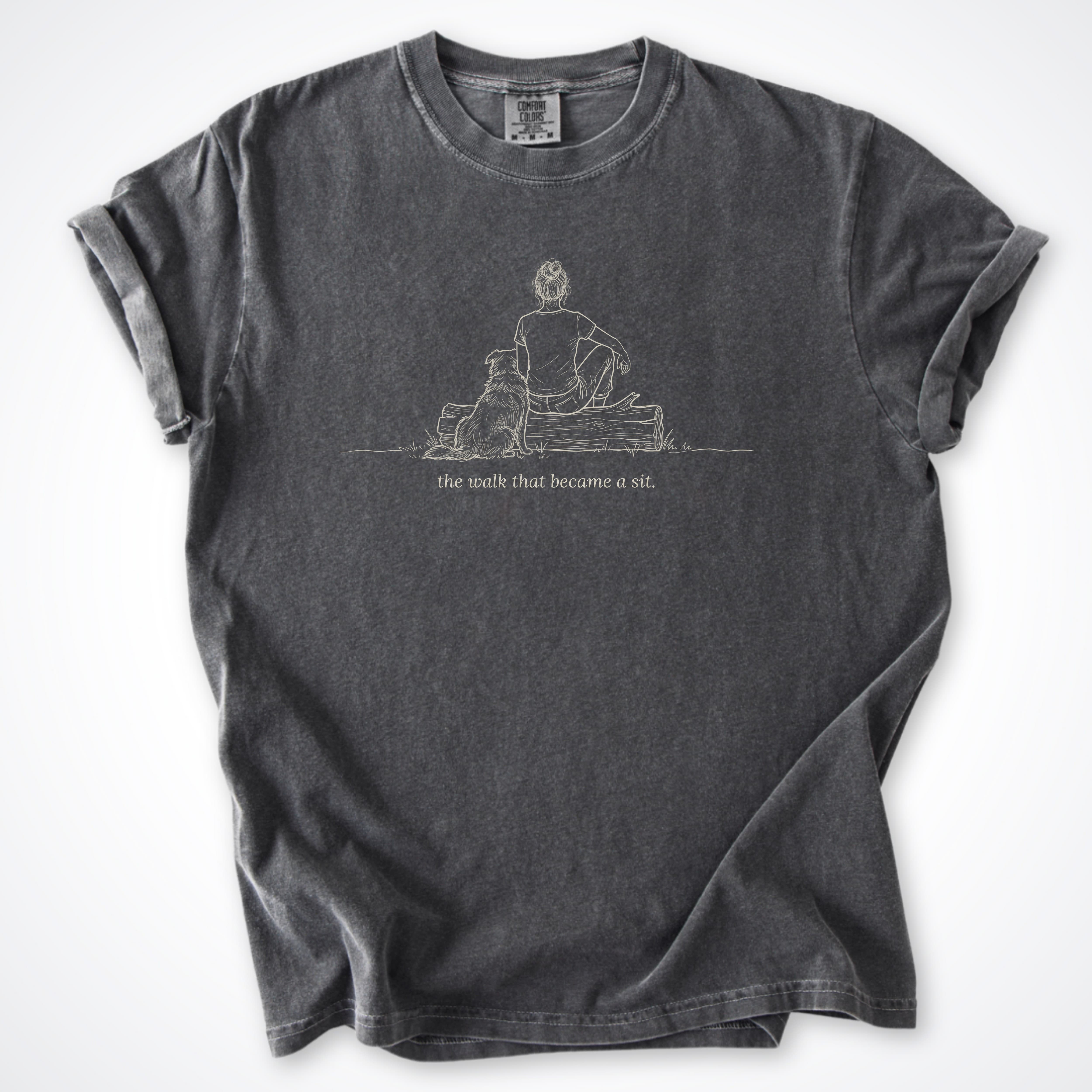 T-Shirt Pepper / S The Walk That Became A Sit Woman & Dog Premium T-Shirt ReallyintoDogs