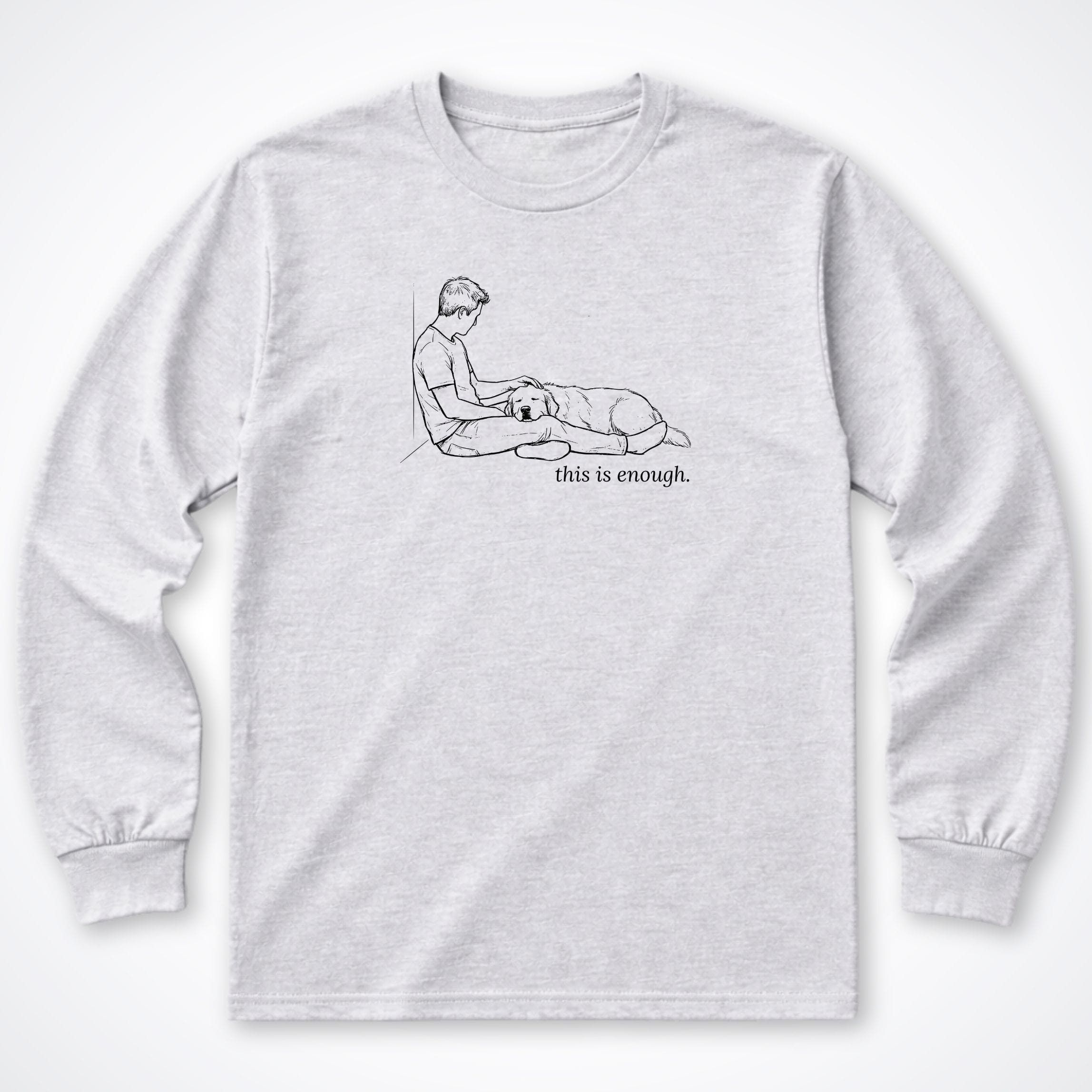 Long-sleeve S / Ash This Is Enough Man and Dog Long Sleeve Shirt ReallyintoDogs