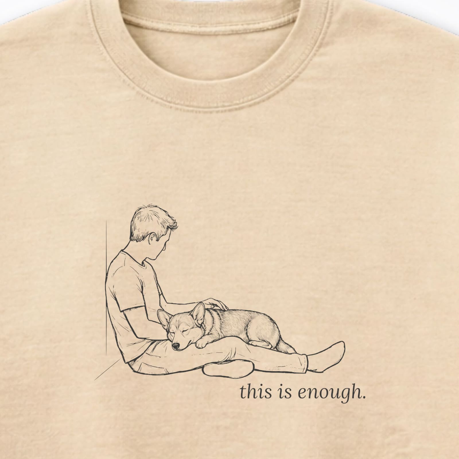 This Is Enough Man & Dog Stocky Short Coat Crewneck Sweatshirt - design close up