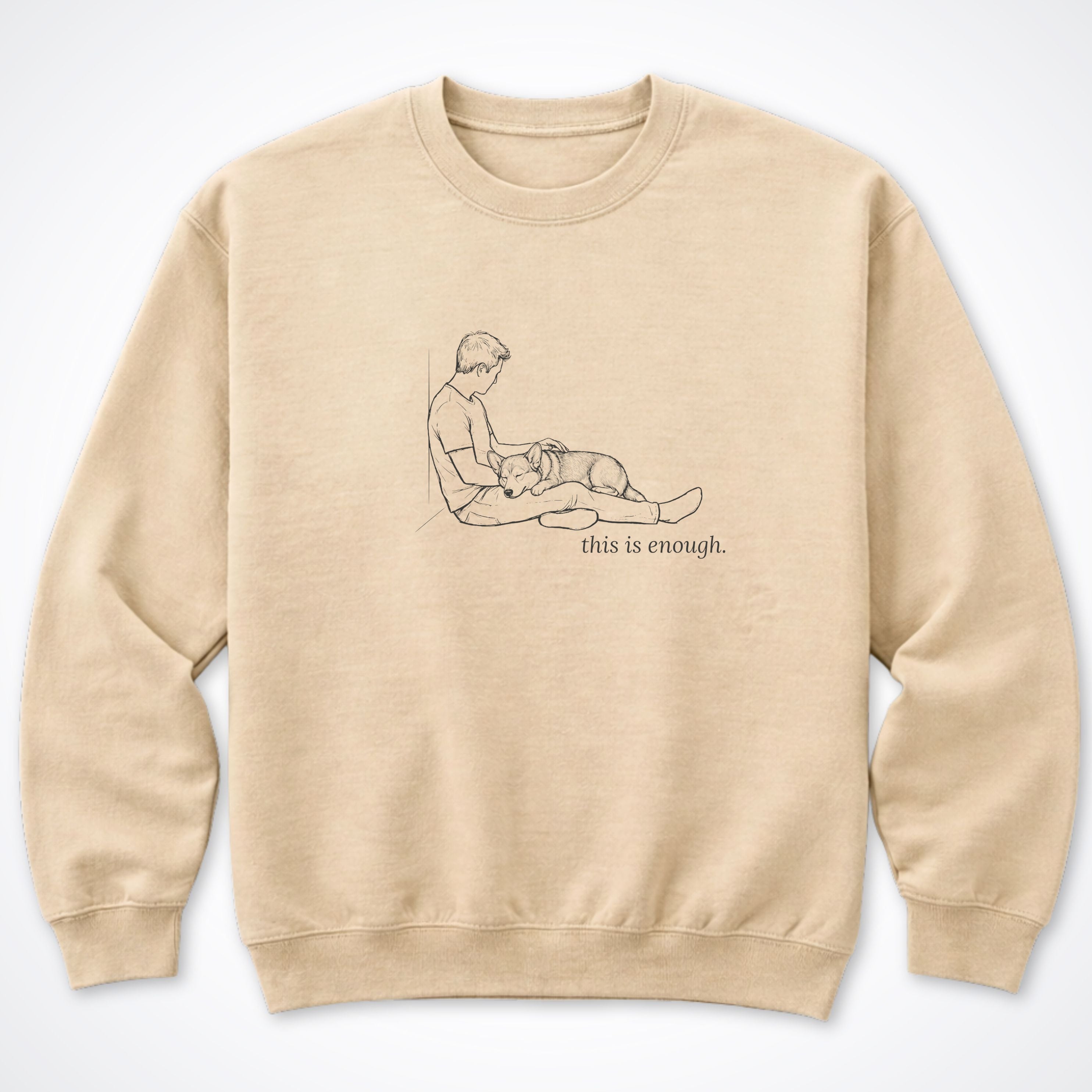 This Is Enough Man & Dog Stocky Short Coat Crewneck Sweatshirt - Sand