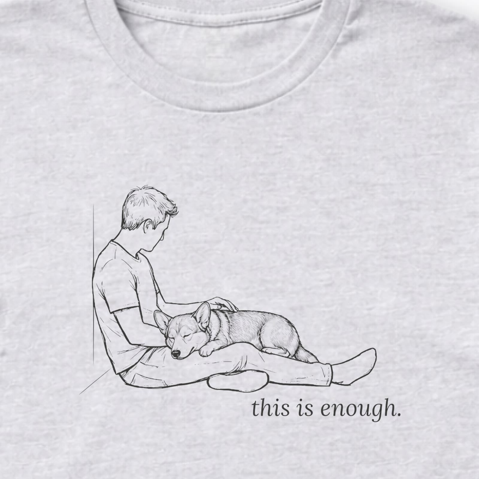 This Is Enough Man & Dog Stocky Short Coat Long Sleeve T-Shirt - design close up