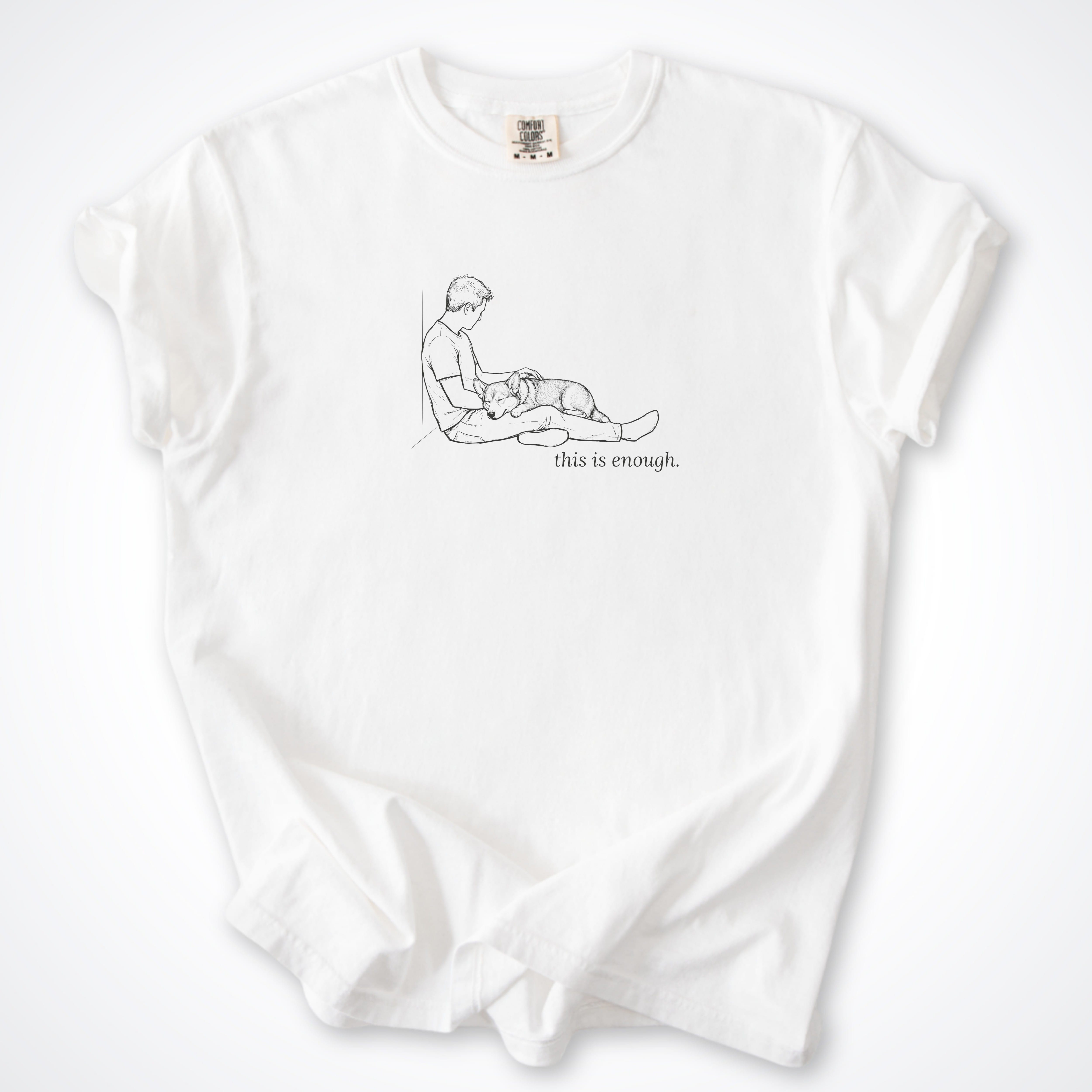 T-Shirt White / S This Is Enough Man & Dog Stocky Short Coat Premium T-Shirt ReallyintoDogs