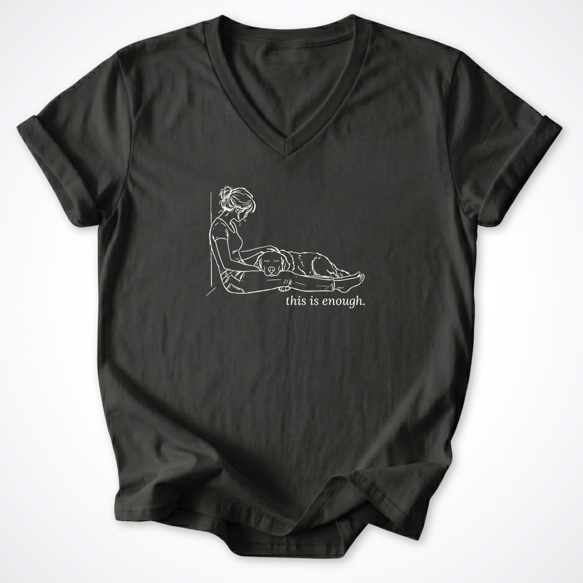 V-neck S / Black This Is Enough V-Neck T-Shirt ReallyintoDogs