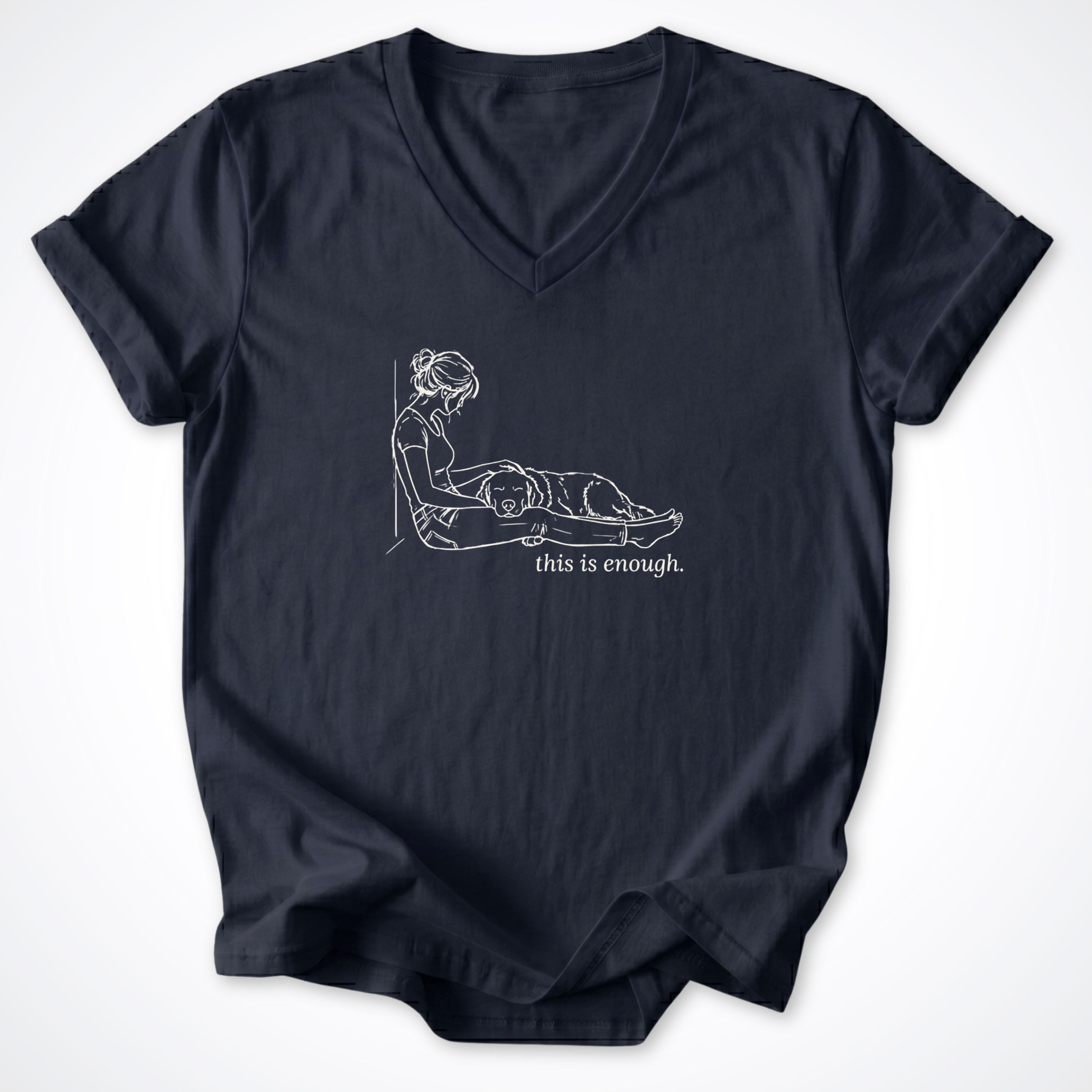 V-neck S / Navy This Is Enough V-Neck T-Shirt ReallyintoDogs