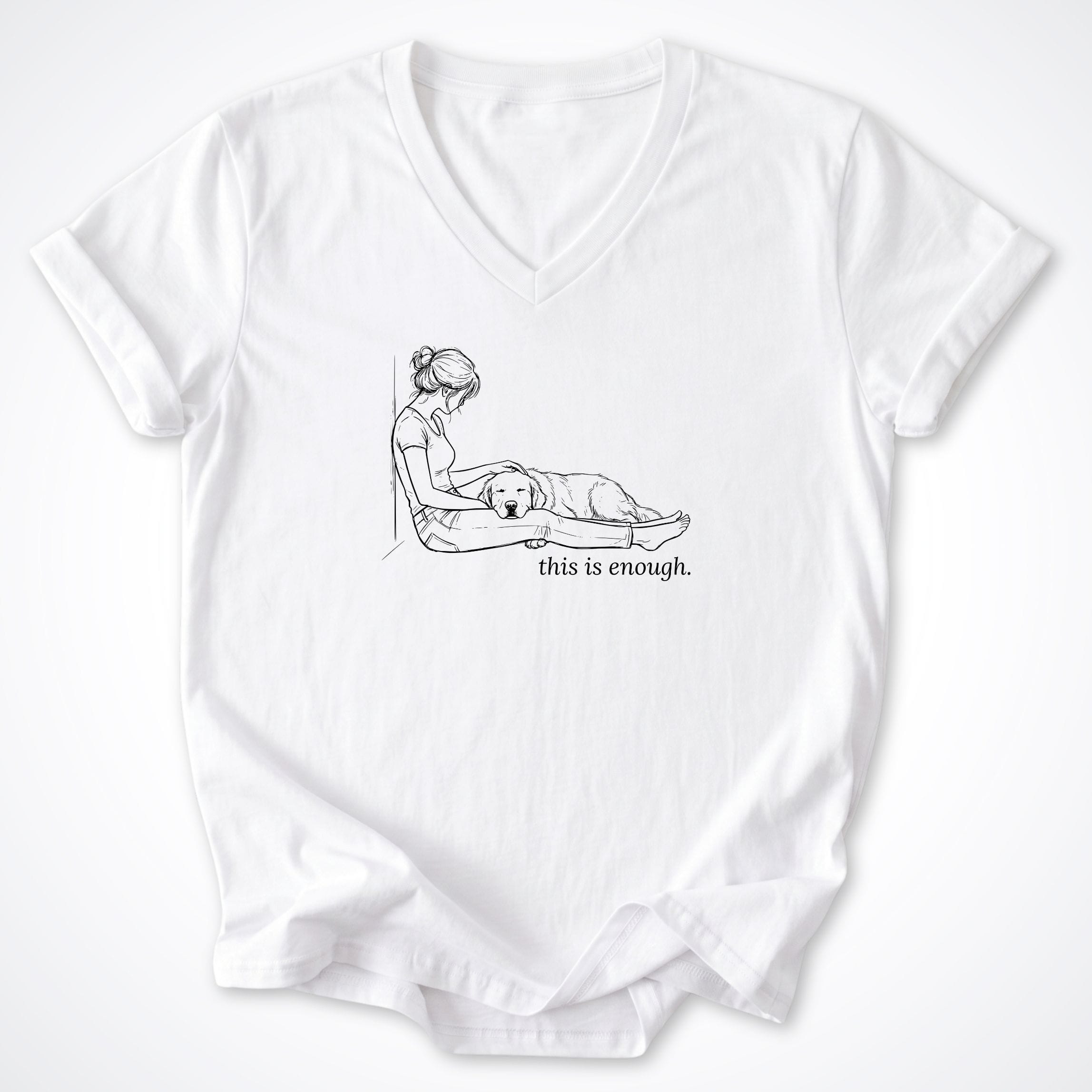 V-neck S / White This Is Enough V-Neck T-Shirt ReallyintoDogs
