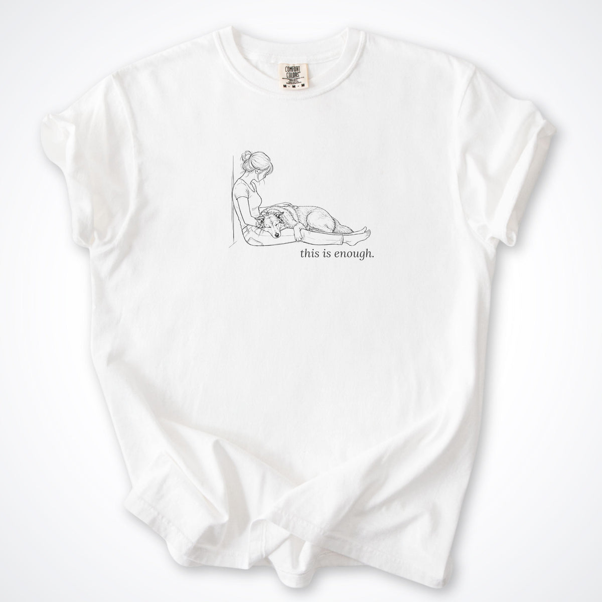 T-Shirt White / S This Is Enough Woman & Dog Large Coarse Coat Premium T-Shirt ReallyintoDogs