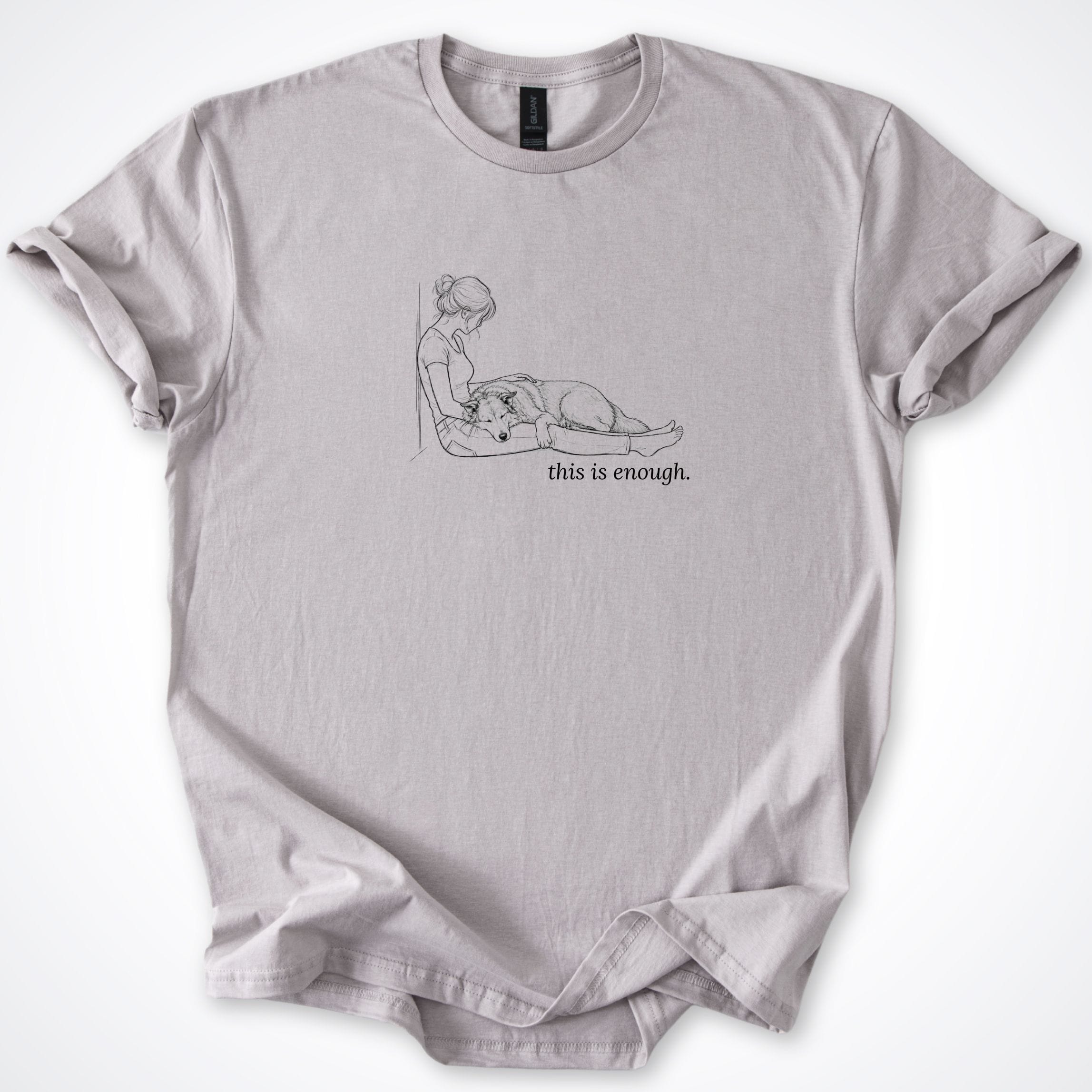 T-Shirt Ice Grey / S This Is Enough Woman & Dog Large Dog T-Shirt ReallyintoDogs