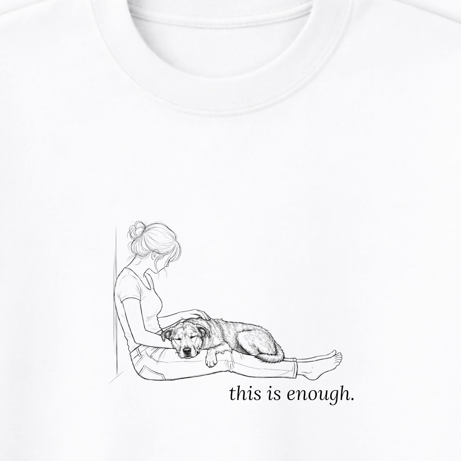 This Is Enough Woman & Dog Medium Coarse Coat Crewneck Sweatshirt - design close up