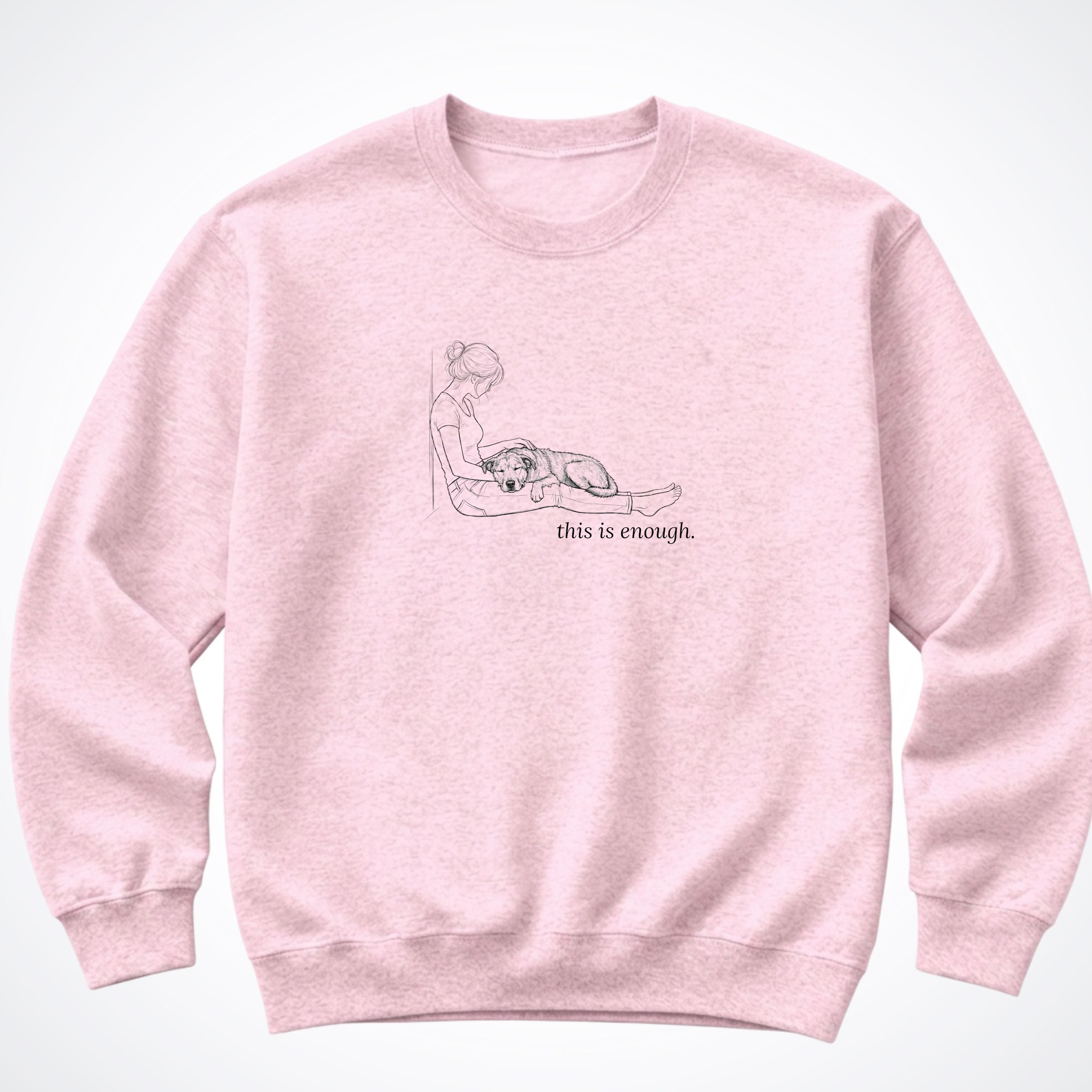 This Is Enough Woman & Dog Medium Coarse Coat Crewneck Sweatshirt - Light Pink