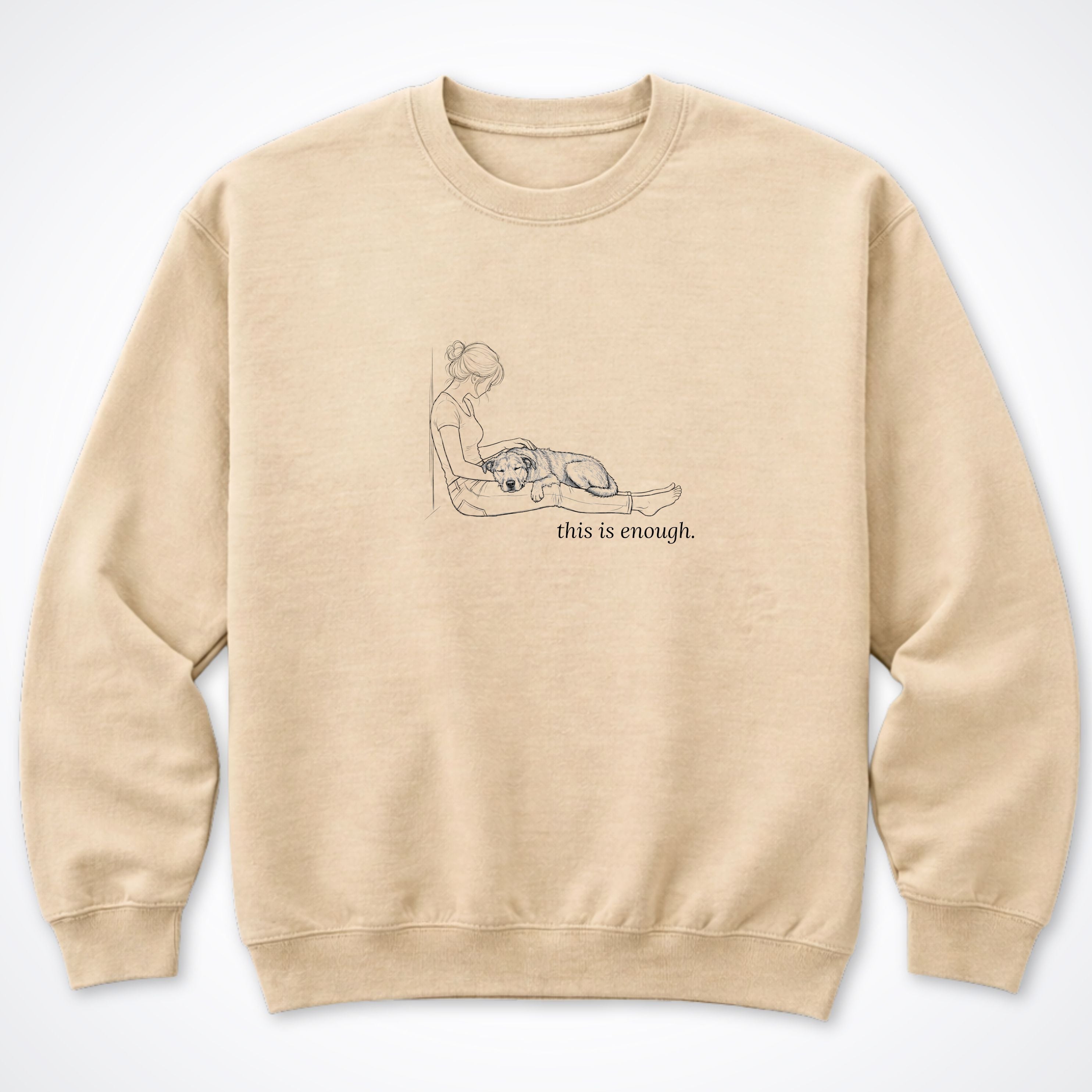 This Is Enough Woman & Dog Medium Coarse Coat Crewneck Sweatshirt - Sand