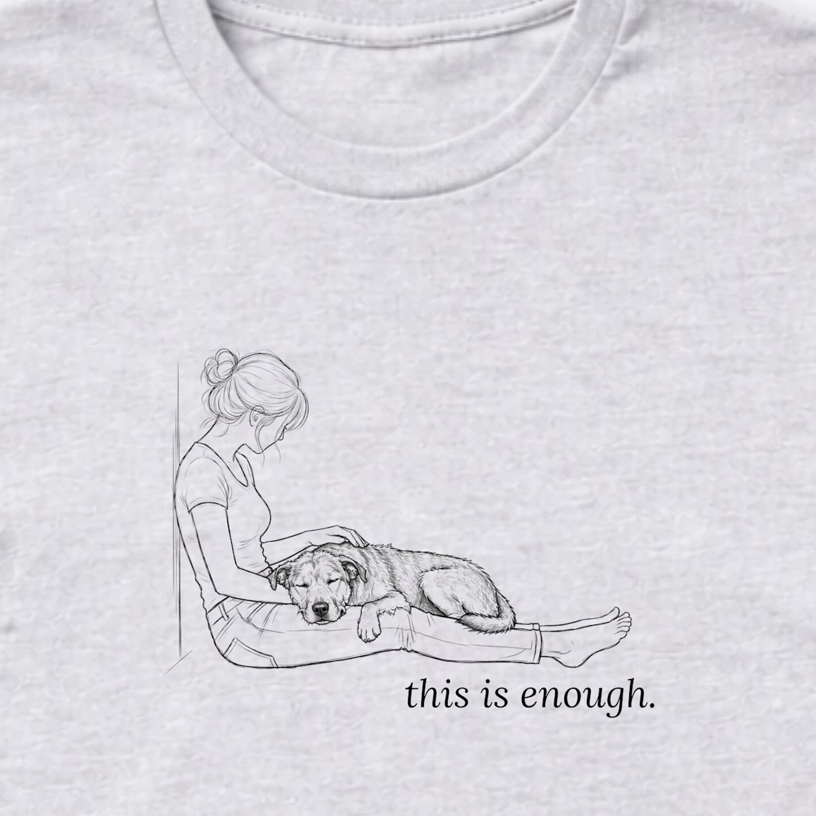 This Is Enough Woman & Dog Medium Coarse Coat Long Sleeve T-Shirt - design close up