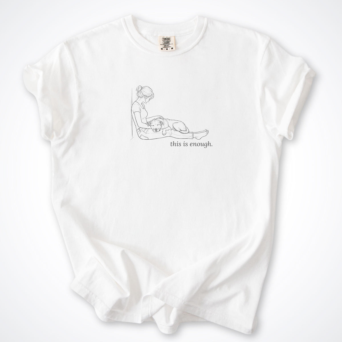 T-Shirt White / S This Is Enough Woman & Dog Medium Coarse Coat Premium T-Shirt ReallyintoDogs