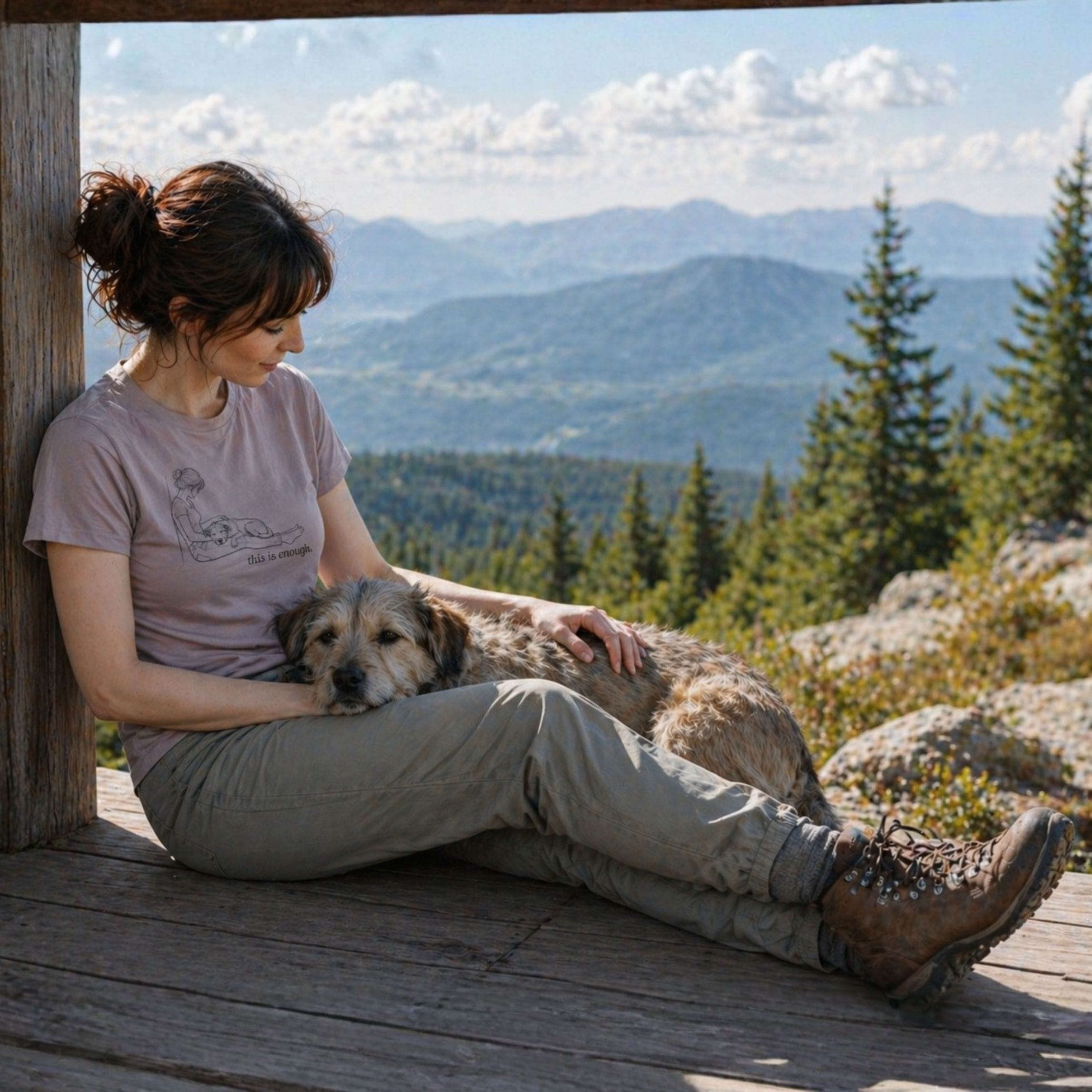 T-Shirt Ice Grey / S This Is Enough Woman & Dog Medium Rough Coat T-Shirt ReallyintoDogs