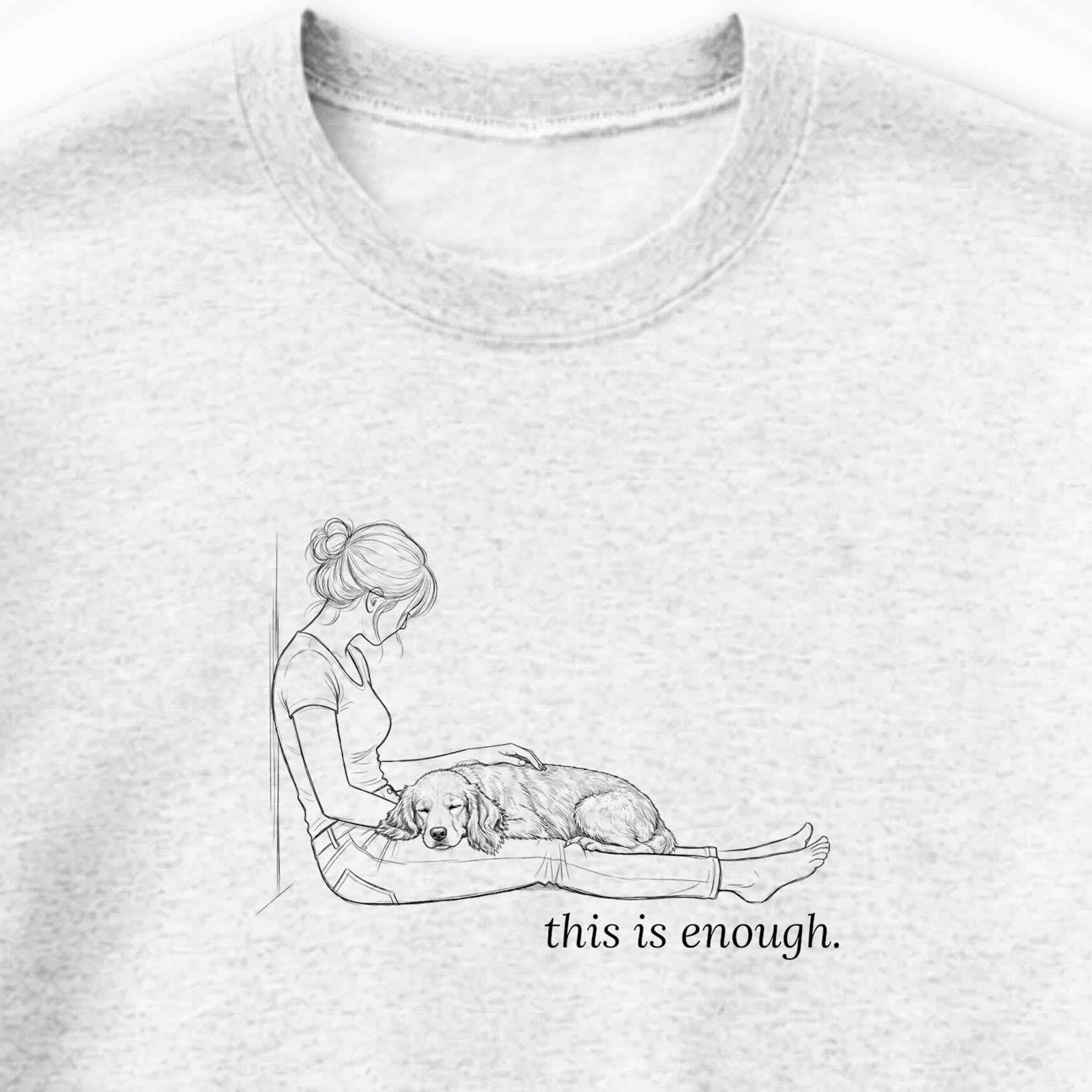 This Is Enough Woman & Dog Medium Smooth Coat Crewneck Sweatshirt - design close up