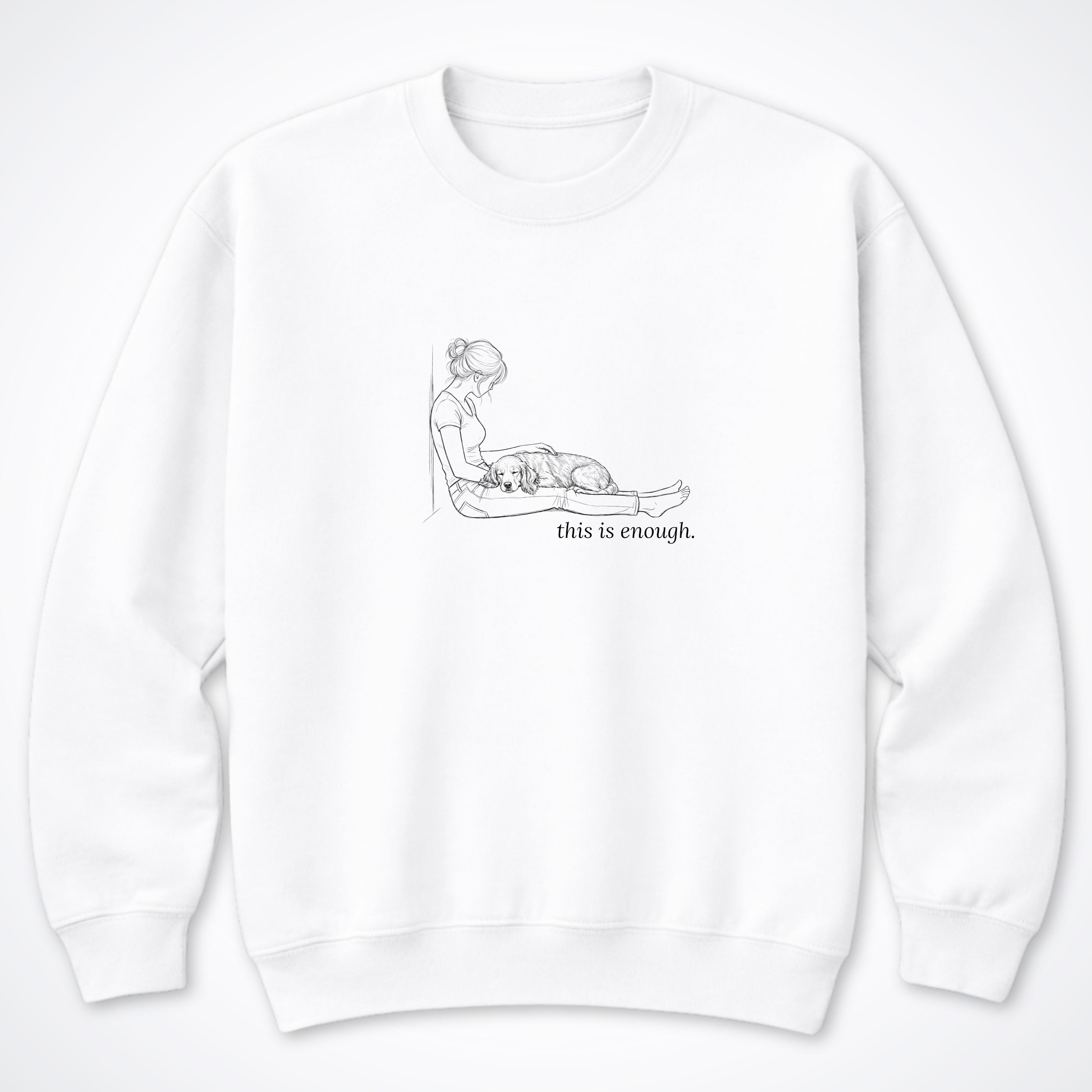 This Is Enough Woman & Dog Medium Smooth Coat Crewneck Sweatshirt - White