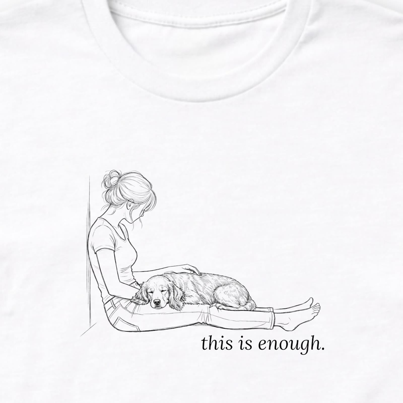 This Is Enough Woman & Dog Medium Smooth Coat Long Sleeve T-Shirt - design close up