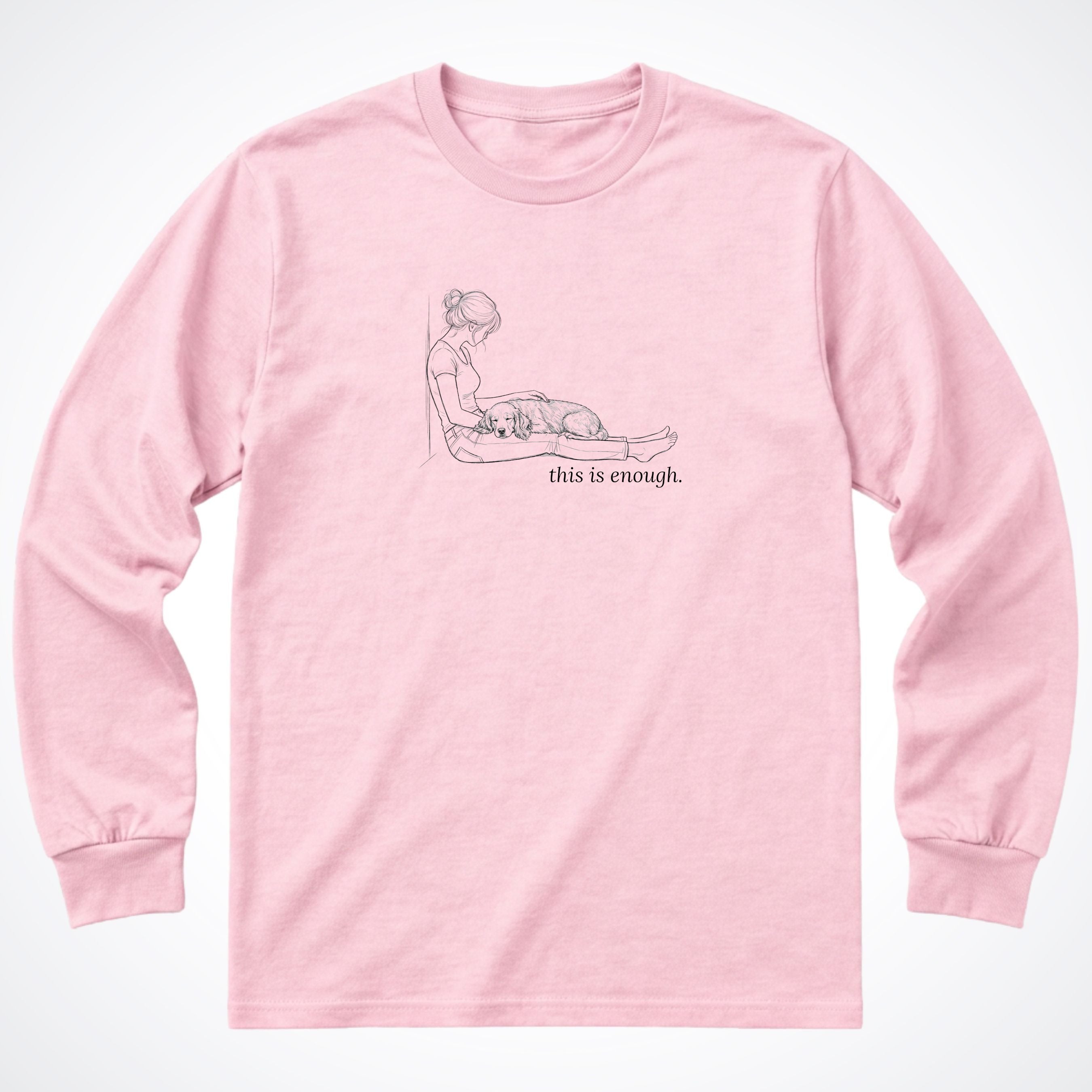 This Is Enough Woman & Dog Medium Smooth Coat Long Sleeve T-Shirt - Light Pink