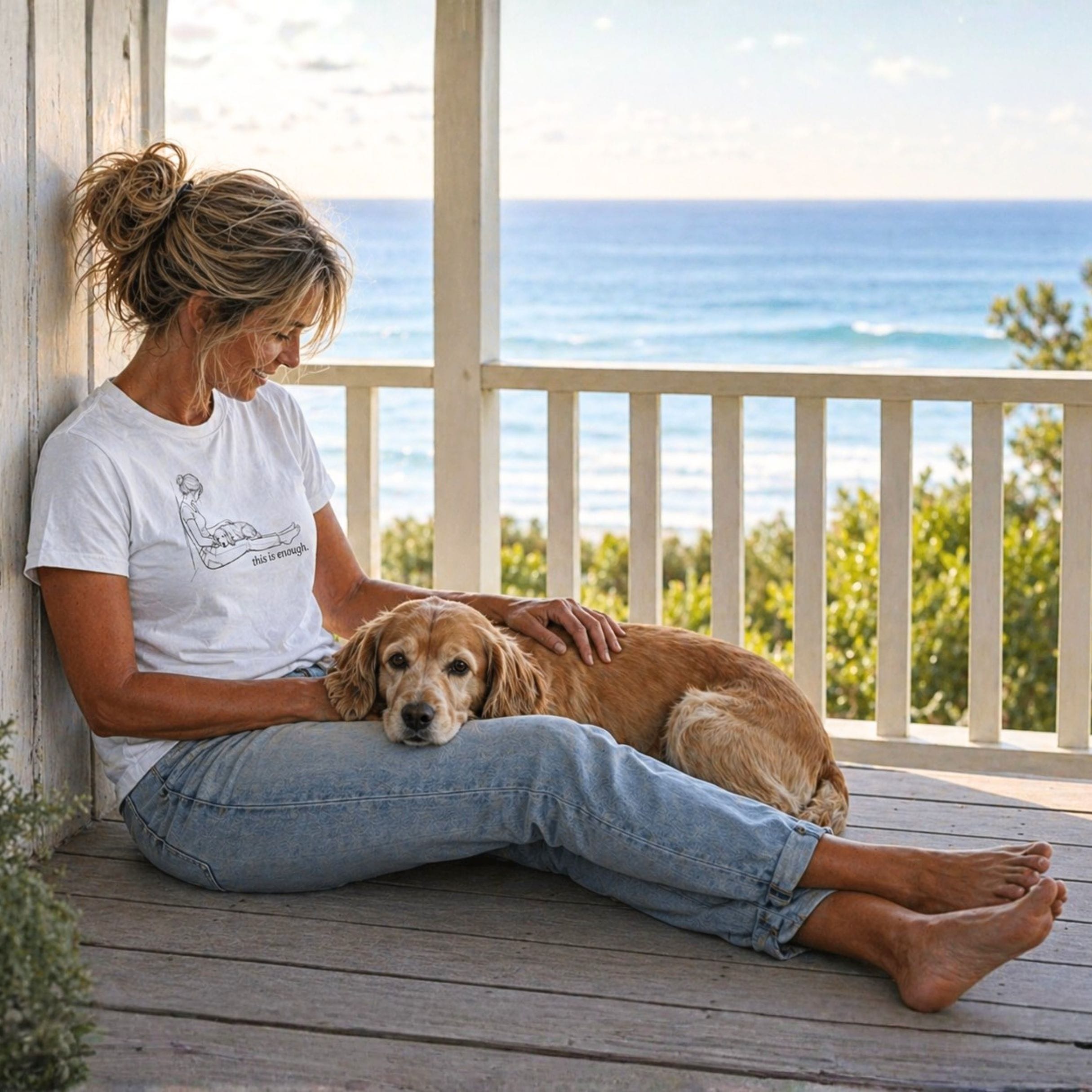 T-Shirt This Is Enough Woman & Dog Medium Smooth Coat T-Shirt ReallyintoDogs