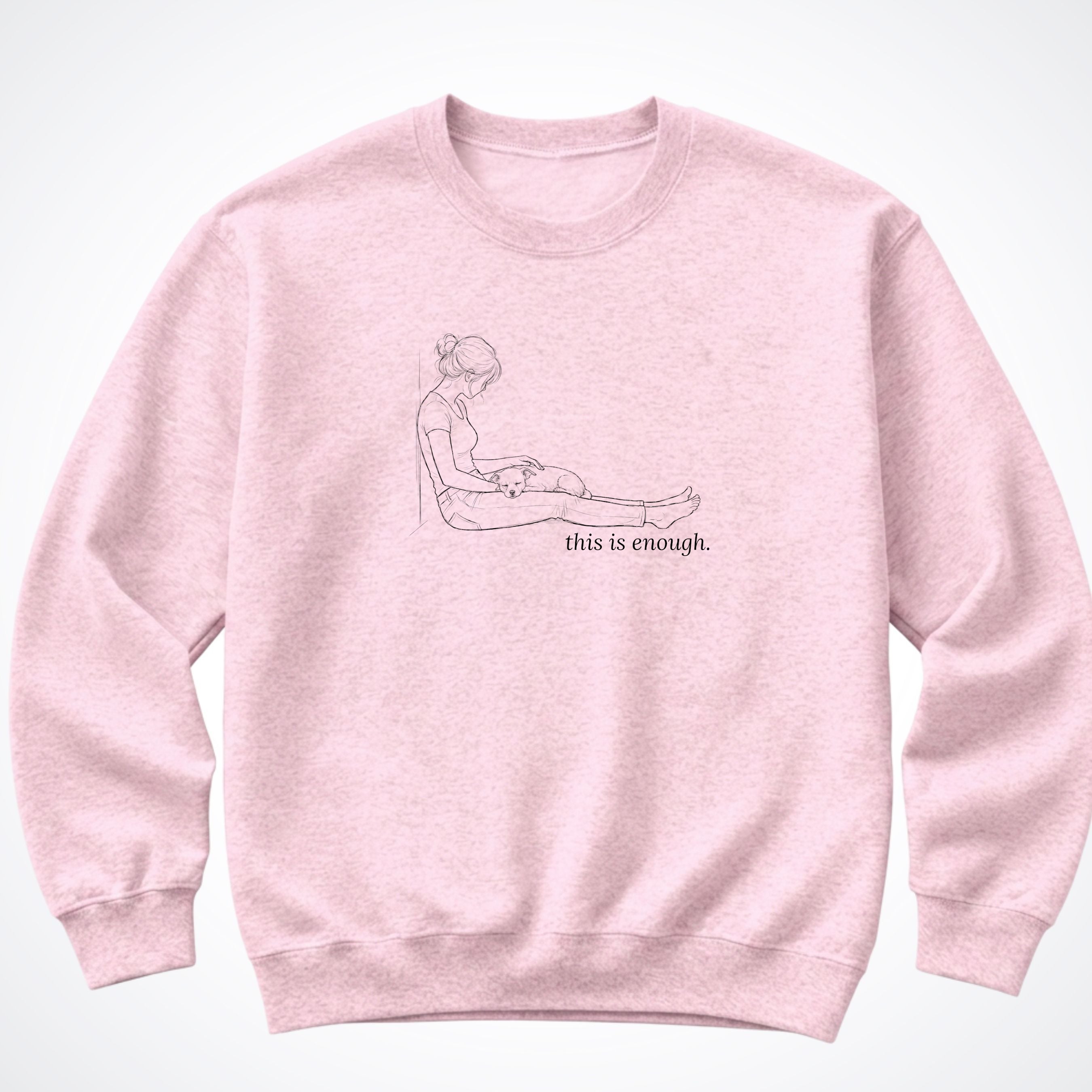 This Is Enough Woman & Dog Small Coarse Coat Crewneck Sweatshirt - Light Pink