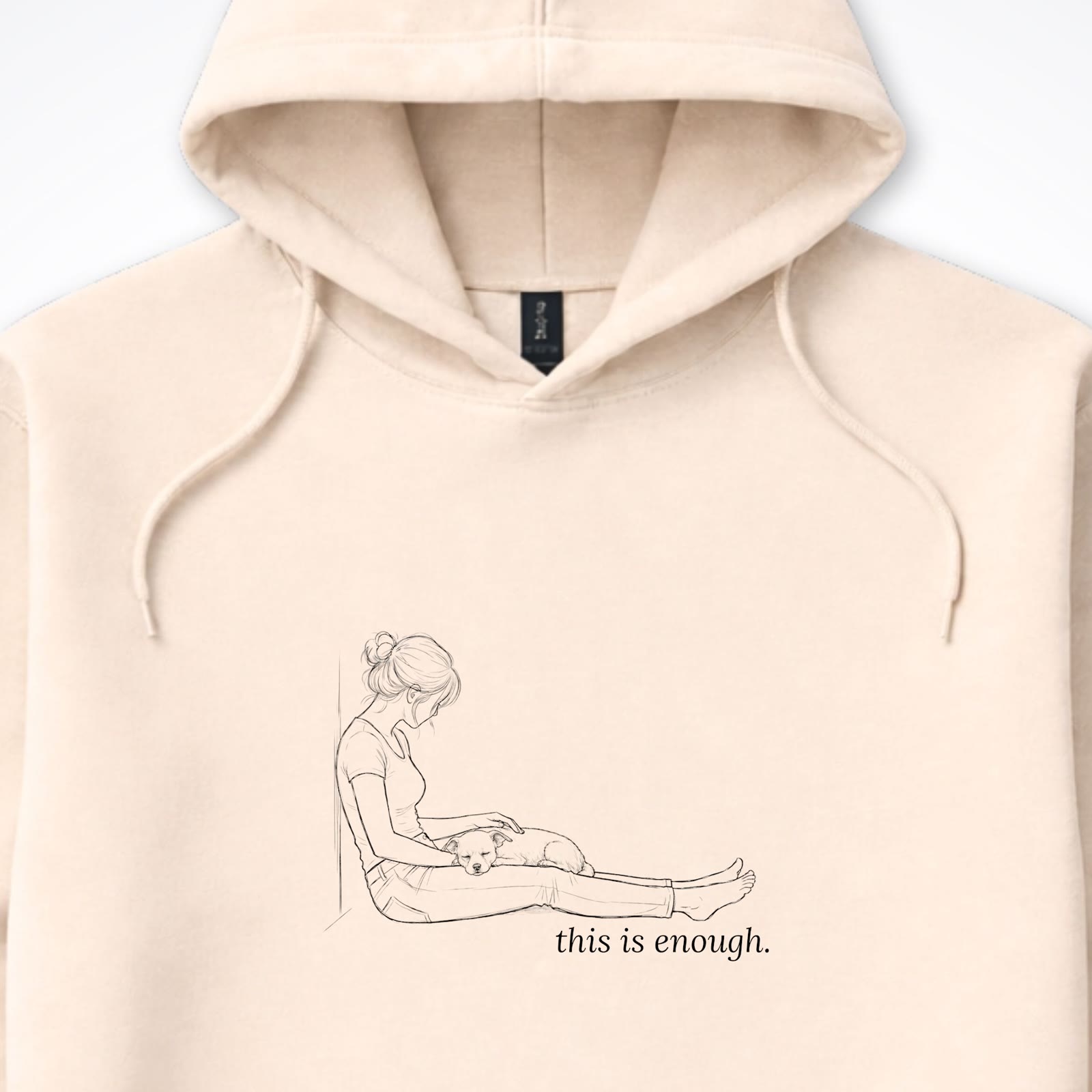 This Is Enough Woman & Dog Small Coarse Coat Hooded Sweatshirt - design close up