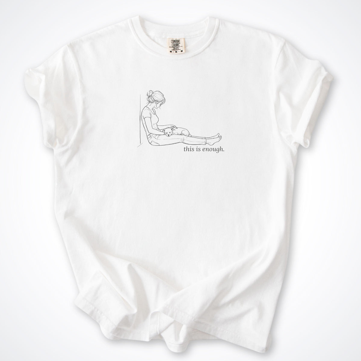 T-Shirt White / S This Is Enough Woman & Dog Small Coarse Coat Premium T-Shirt ReallyintoDogs
