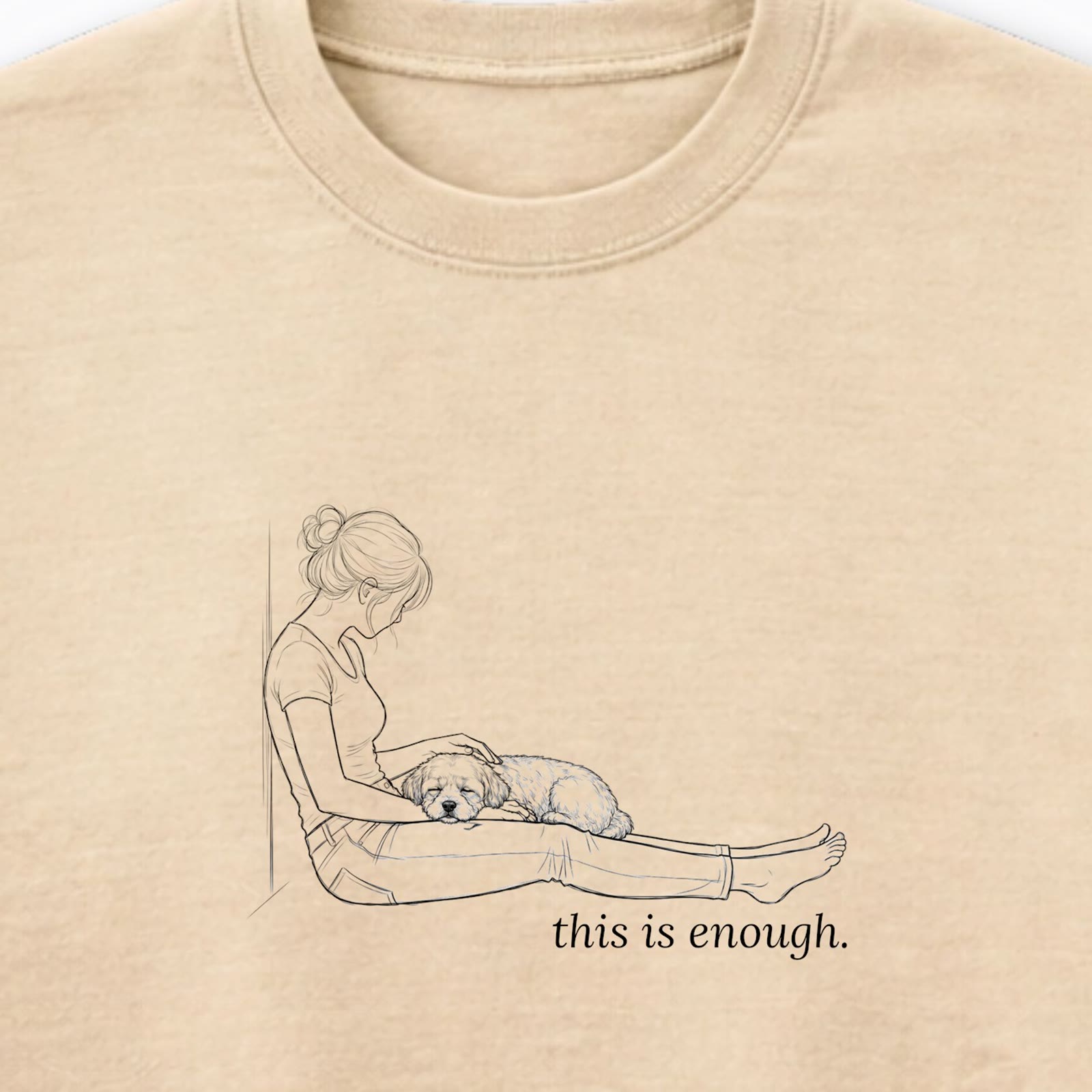 This Is Enough Woman & Dog Small Smooth Coat Crewneck Sweatshirt - design close up