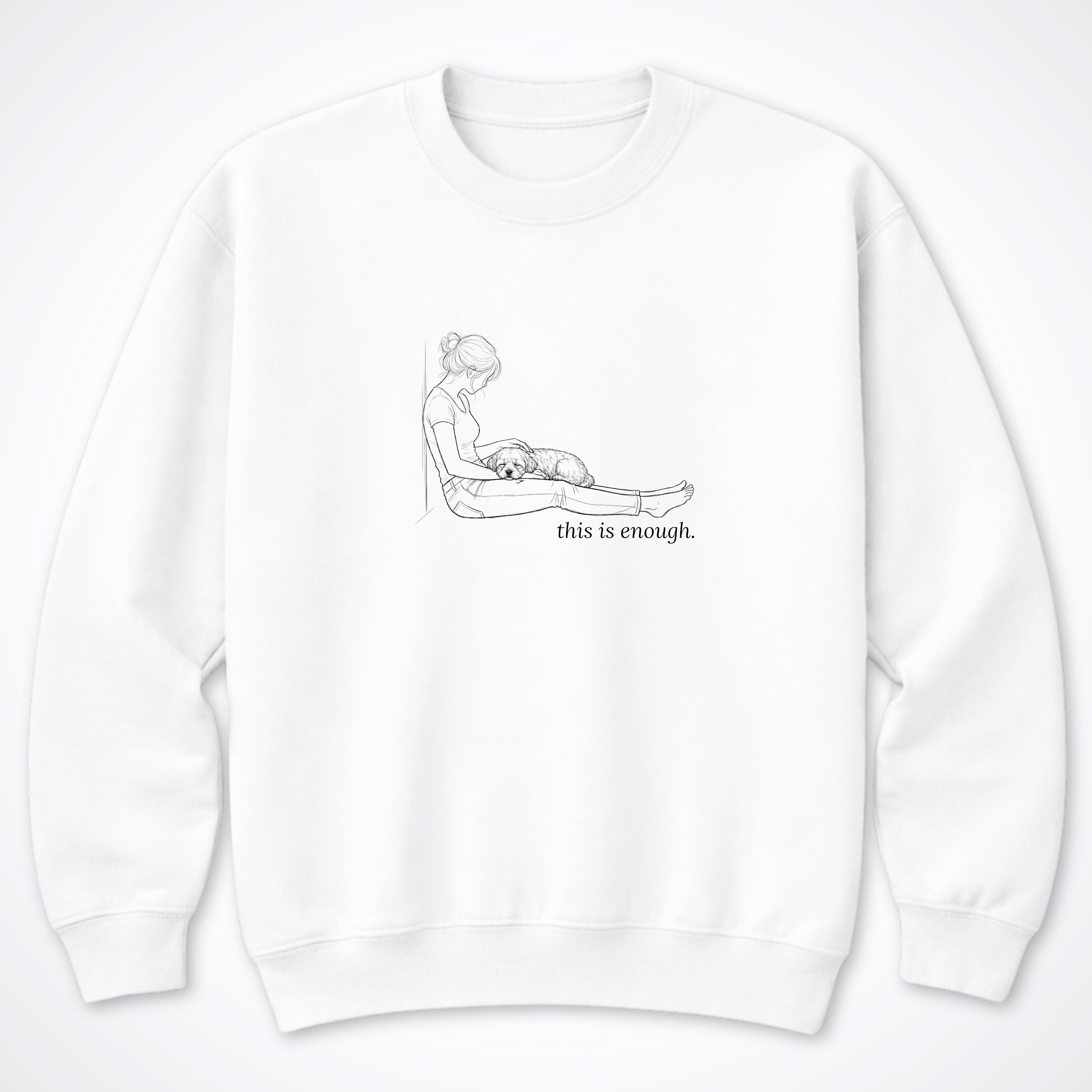 This Is Enough Woman & Dog Small Smooth Coat Crewneck Sweatshirt - White