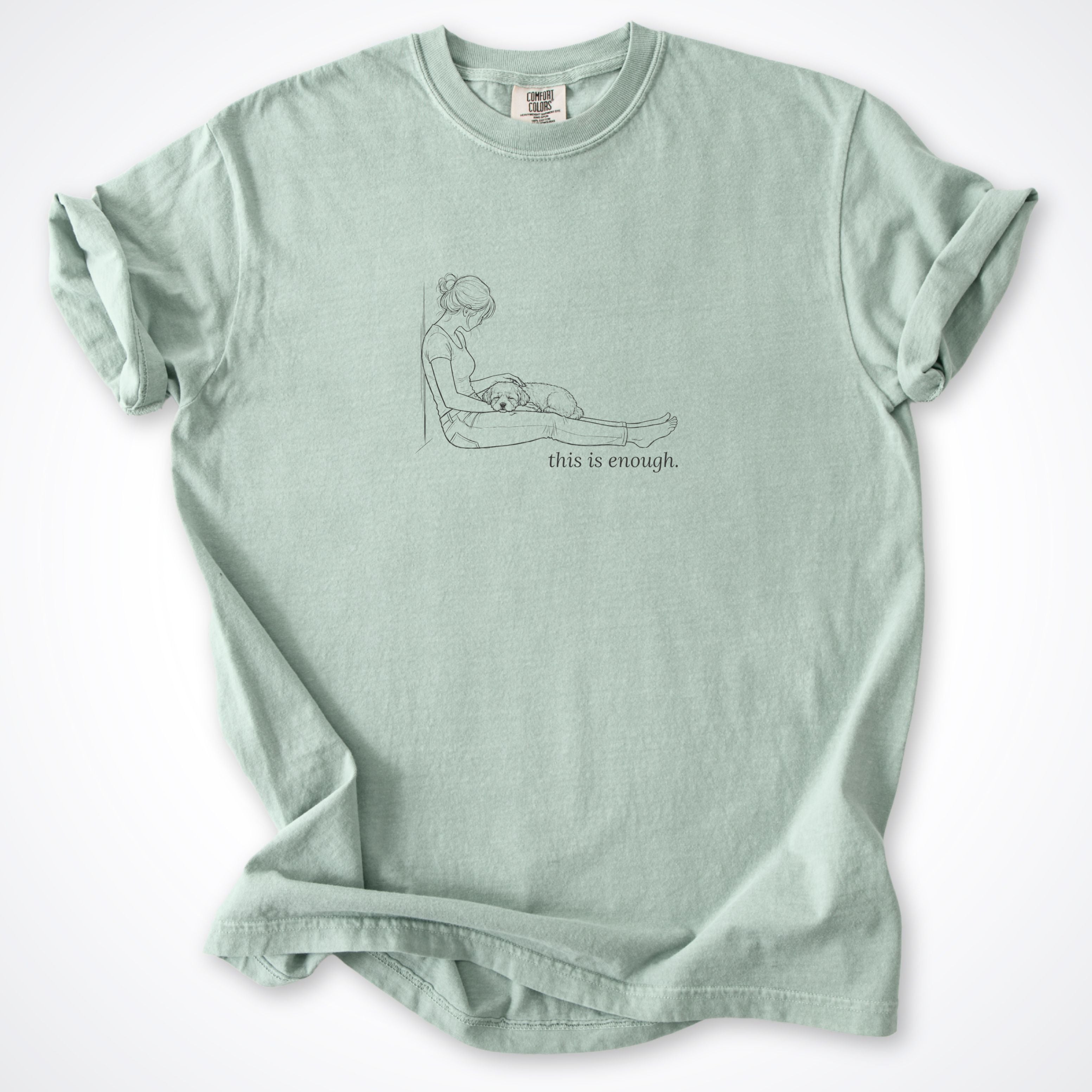 This Is Enough Woman & Dog Small Smooth Coat Premium T-Shirt — Bay