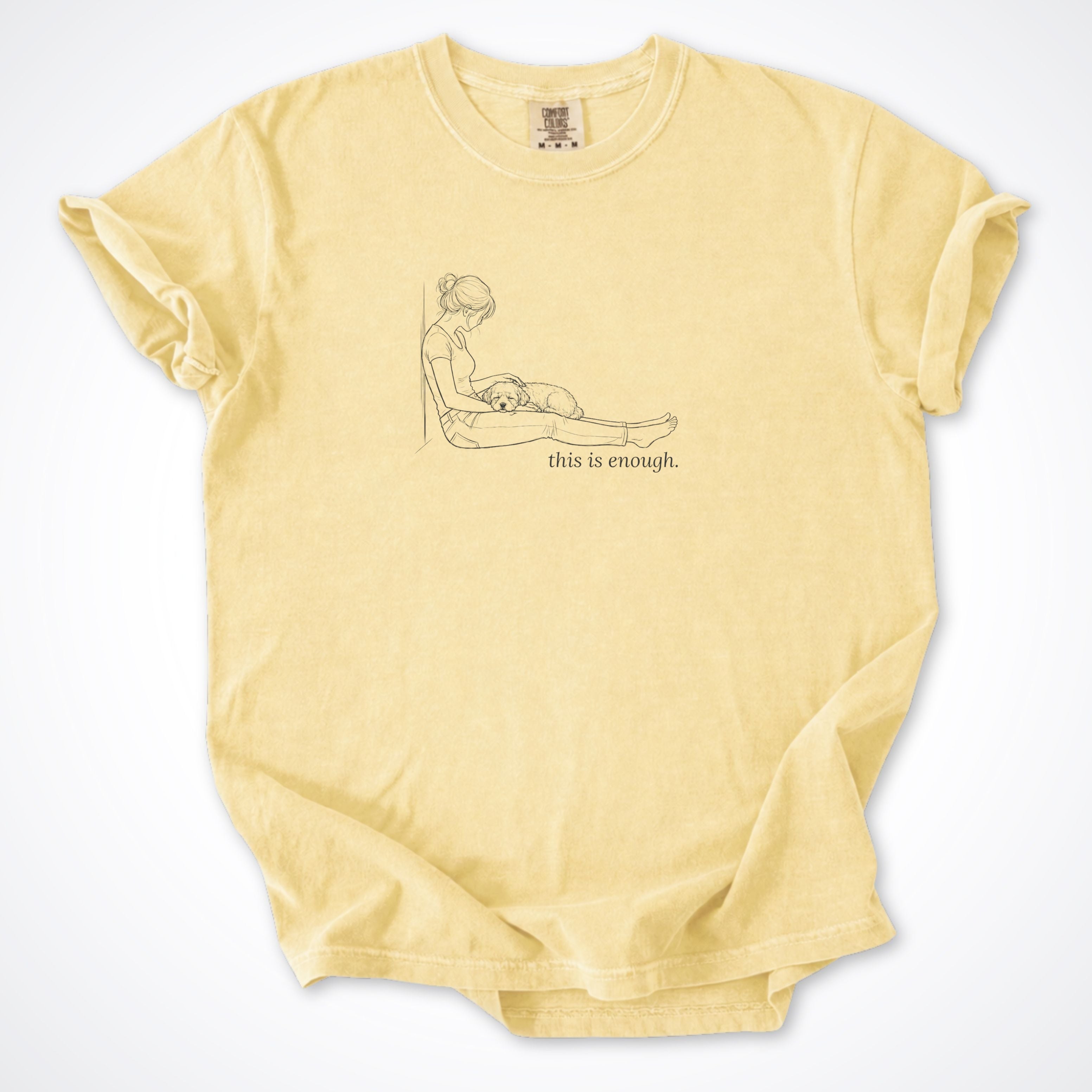 This Is Enough Woman & Dog Small Smooth Coat Premium T-Shirt — Butter