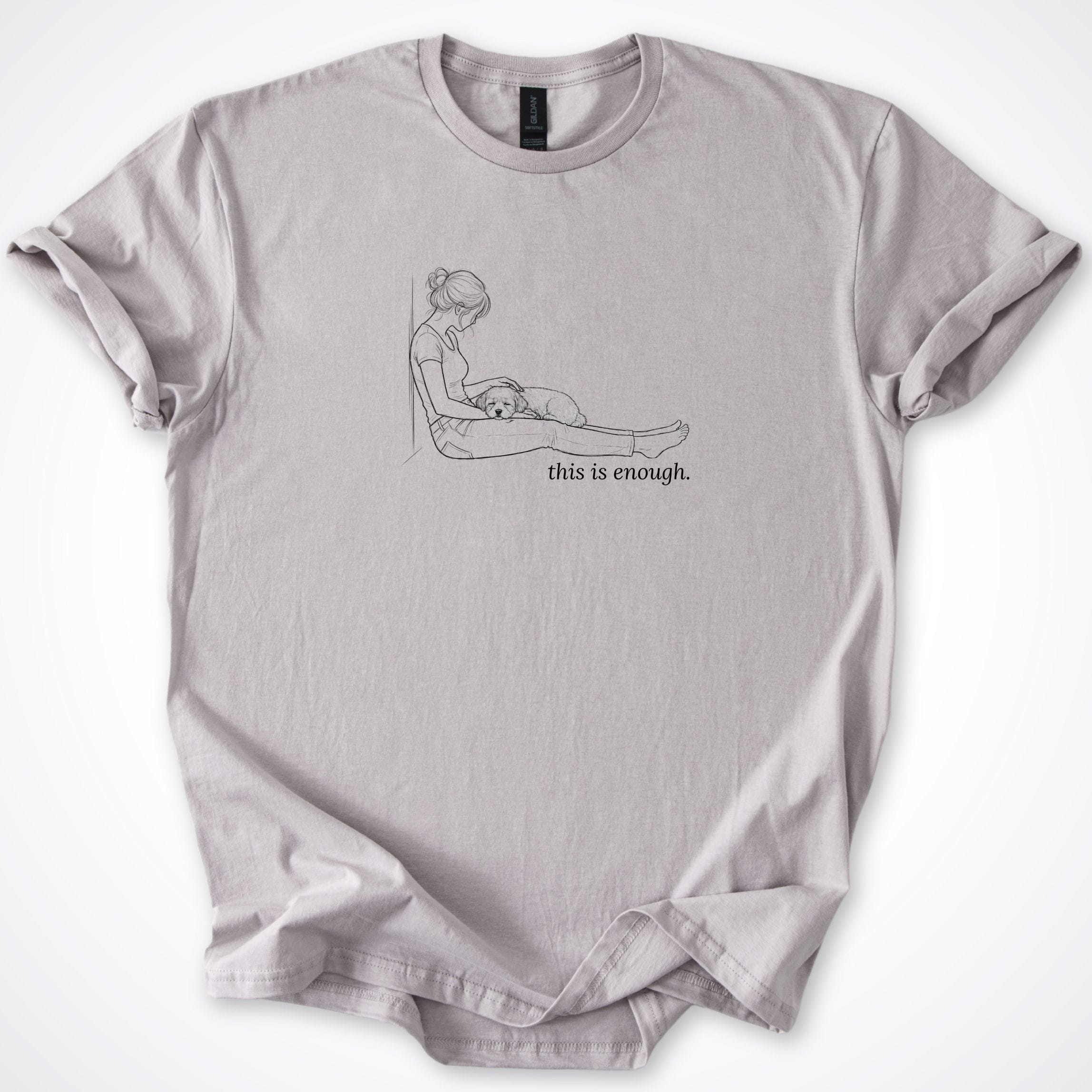 T-Shirt Ice Grey / S This Is Enough Woman & Dog Small Smooth Coat T-Shirt ReallyintoDogs
