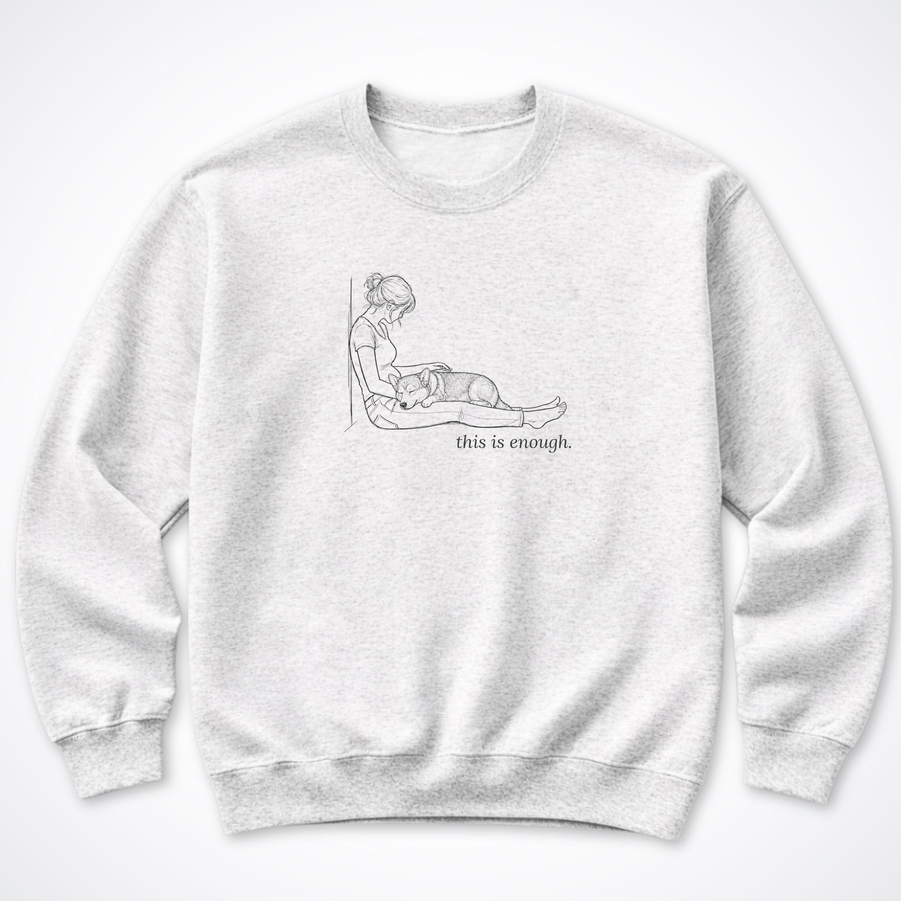 This Is Enough Woman & Dog Stocky Short Coat Crewneck Sweatshirt - Ash