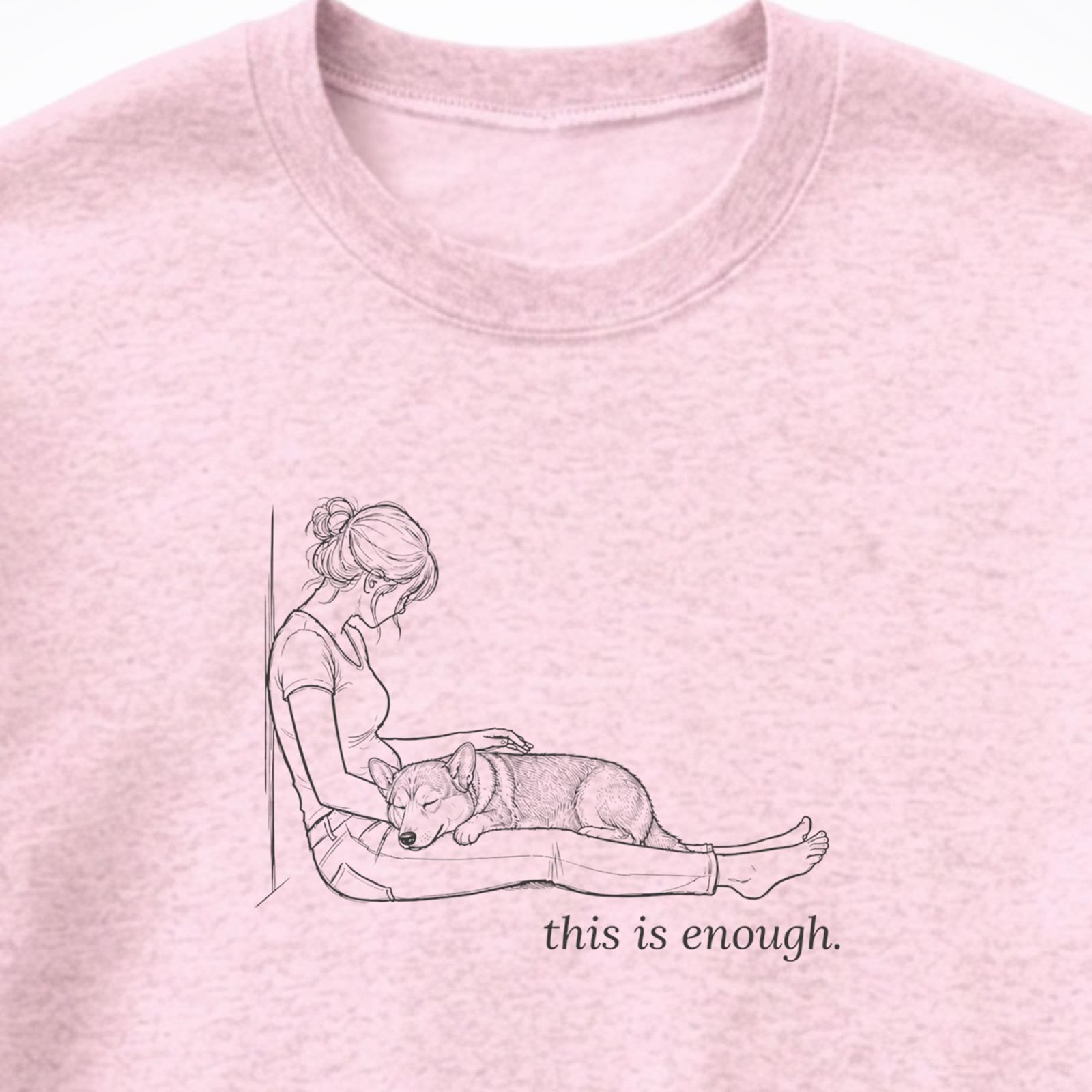 This Is Enough Woman & Dog Stocky Short Coat Crewneck Sweatshirt - design close up