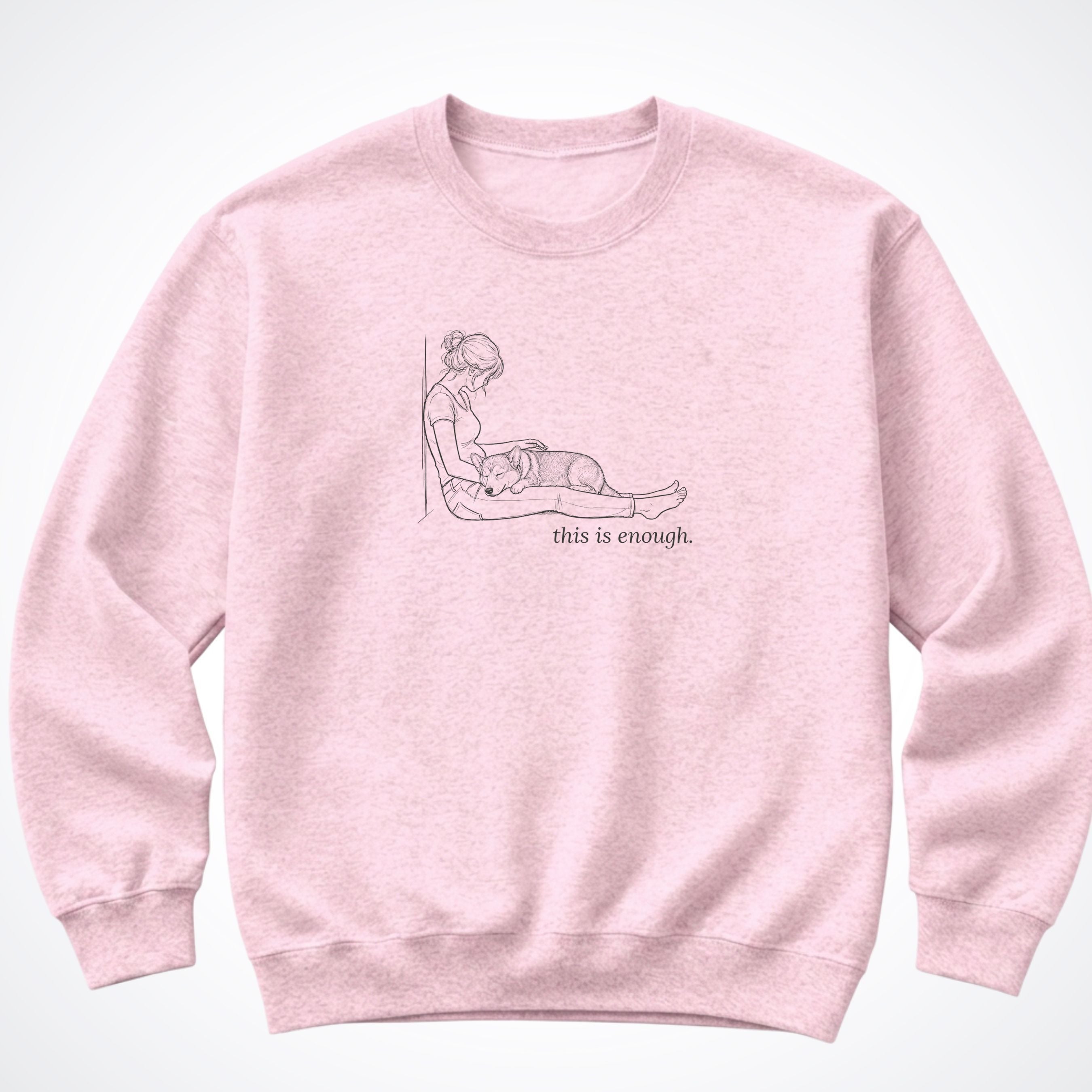 This Is Enough Woman & Dog Stocky Short Coat Crewneck Sweatshirt - Light Pink